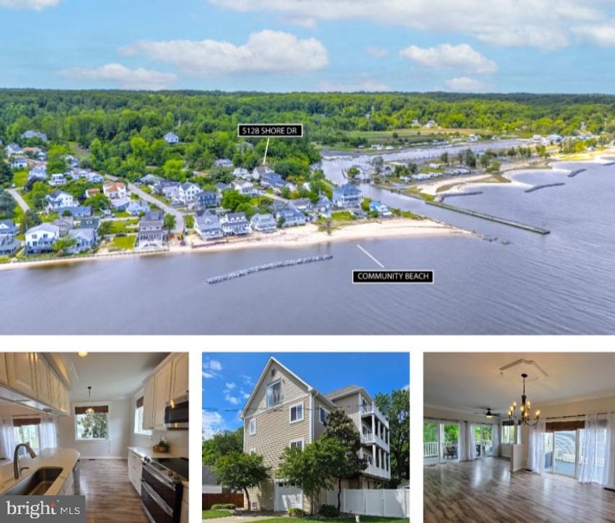 STUNNING & VERY UNIQUE HOME WITH AWESOME WATERVIEWS OF THE CHESAPEAKE BAY!!!   There is Luxury throughout this beautiful and recently upgraded home with wrap around Balconies on three levels * Just steps away from the Chesapeake Bay where you can enjoy the private community beach of Neeld Estates including fishing, crabbing, swimming, kayaking, boating & more!  The lower level has a very inviting Entrance Foyer with beadboard plus a Spacious Garage and Workshop and a door to the fenced in back yard, store your kayaks under the decking out the back door * The Main Level is very Open and Great for Entertaining with beautiful LVT Flooring,  a Gorgeous Updated Kitchen with Quartz Countertop, Beautiful White Cabinets, Top of the line Stainless Steel Appliances, a Spacious Dining Area, Living Room and a Beautifully renovated Powder Room * Plush new carpeting upstairs * Up one Level there are three bedrooms which includes the Primary Bedroom with a walk-in-closet and a  Primary Bathroom with a jetted tub and separate shower – Hall Bath * On the Top Level you have Open Entertaining Room/Family Room which has a small Kitchenette which has a wine rack, cabinets, kink and mini fridge with Waterview’s that are remarkable!  Also there is a Den/Office/could also be the 4th bedroom and a Full Bath ** Recent Upgrades to this home include a  New Roof, a New Vinyl Fence for added privacy, and Newer HVAC * Beautiful Fenced In Back Yard * Shed * Ceiling Fans throughout *   Laundry Room/Utility Room * This beautiful home is not far from Restaurants, Shopping, In-Door Swimming Pool, Parks, Movie Theaters, Hospital, Chesapeake Beach,  Patuxent River & More!  Not far from Washington DC, Andrews Air Force Base, PAX River Naval Base, Annapolis & Solomons Island * Must See to Appreciate!  You won’t be disappointed!