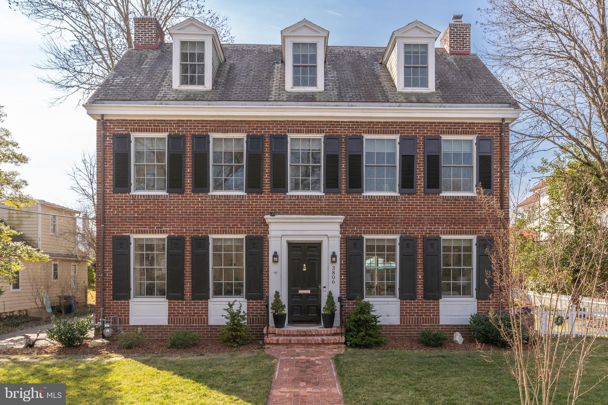 Welcome to this beautifully renovated brick colonial nestled in the highly coveted Section Three of Chevy Chase. Steeped in timeless elegance and modern luxury, this home seamlessly blends classic architectural charm with contemporary amenities.
The welcoming entrance foyer greets you with gleaming hardwood floors, exquisite crown molding, original pocket doors and a view to the rear garden. An inviting living room, adorned with a wood burning fireplace and elegant finishes, creating the perfect ambiance for entertaining or relaxing. The adjacent formal dining room boasts a designer chandelier and a sliding door to the rear patio - making it great for indoor-outdoor entertaining.
The kitchen is a chef's dream with a Wolf range, ample storage and prep spaces, and a spacious island for family and friends to gather around, along with an adjoining family room with a second wood burning fireplace.
Upstairs, you'll find a primary suite with a walk-in closet and a spa-like ensuite bathroom featuring a dual vanity and walk-in shower and walk-in closet. Two additional bedrooms, a large hall bathroom with a double vanity and hall linen closet complete the second level. The third level provides two more bedrooms with delightful fan light windows and a hall bathroom.
The finished walk out lower level provides additional living space with a family room, kitchenette, laundry and a sixth bedroom and a full bathroom.
Outside, the beautifully landscaped flat backyard offers a serene escape, featuring two patios perfect for al fresco dining and entertaining.
All of this is steps to Brookville Market & Pharmacy, Chevy Chase Elementary and in bounds for membership to Chevy Chase Recreation Association (pool and tennis club).