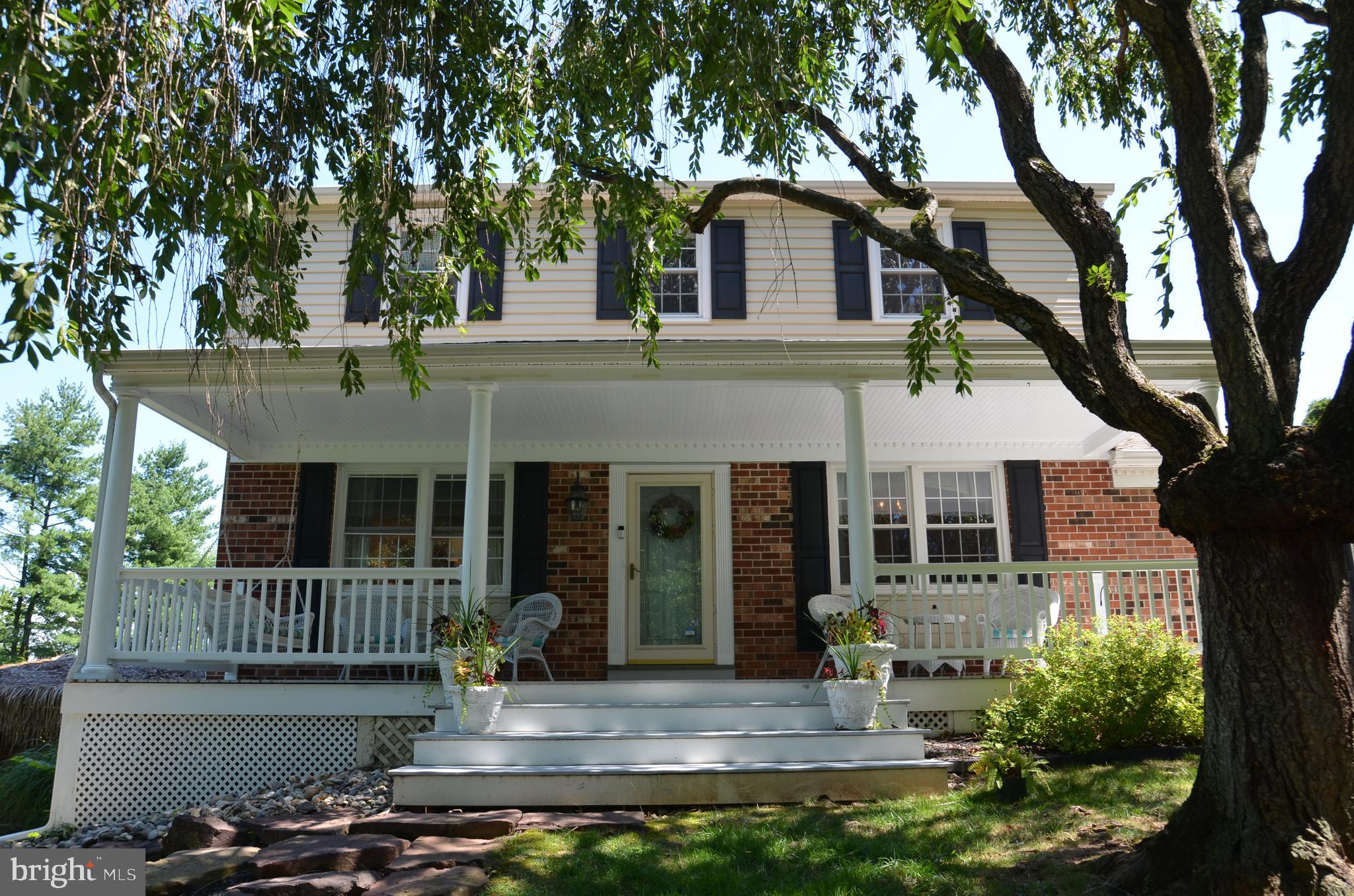 ***All offers  best and final to be submitted by Monday June 7th at 9:00pm offers will be presented on Tuesday June 8th *** July 30th settlement date would be ideal***Stunning colonial in Blyden Square New Britain Township situated on .63 acre lot. Just imagine sipping your favorite drink while relaxing on this huge front porch and swing enjoying the peaceful setting. This home features 4 bedroom and 2.1 baths. Large Cherry cabinets in the kitchen with granite counter tops and ceramic tile flooring open to a large brick fireside family room with built in shelving. Large dining room and huge living room with a French door leading to an awesome deck. Take a few steps down to another deck to your own Oasis featuring a Tiki Bar and a above ground pool  Wow a great place for some summer fun ***New 27ft above ground pool  08/2020 ***. Partially finished basement with a outside entrance. One car attached garage. **New Roof 2020**  This is a must see property and definitely not a drive by. Don't let this one go, this is a great home for some family fun . Central Bucks Schools. Close to Doylestown, Peace Valley Park & Lake Galena (beautiful sunsets), Hiking Fishing, Kayaking and so much more.