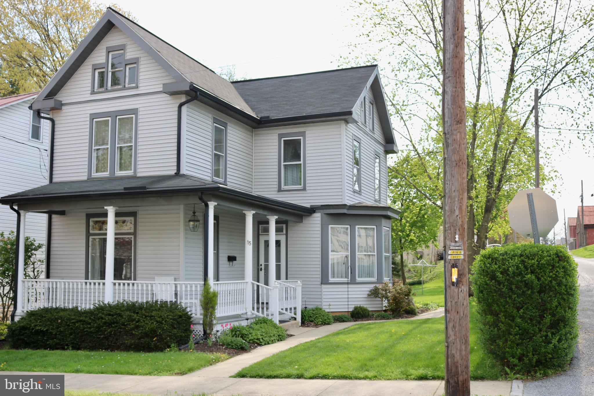 Located in desirable Lititz, this updated 2.5 story, all gas home boasts 4 BR's, 2 BA, and 1700 sq ft of living space. The covered front porch is the perfect place to relax and kick back after a long day, while the spacious backyard offers privacy and a larger area for summer gatherings. A beautiful LR greets you upon entry. The 1st flr DR also serves as a BR or study. The adjacent kitchen with 9’ ceiling includes a peninsula, oodles of cabinets and pantry. Beautiful hardwood is featured throughout the house and may be hiding under carpeted areas. Bright, sunny first floor laundry with additional space allows you to take a break, enjoy a snack and take in your beautiful back yard. A full BA is also located in this area. Upstairs, there are 3 BR's w/plenty of closet space and full bath/shower combo. The current owner has brought this beautiful 1902 home up to date including a newer gas furnace, CA, water softener & heater, new elec panel and roof. Incredible attic space! Shopping and restaurants within walking!