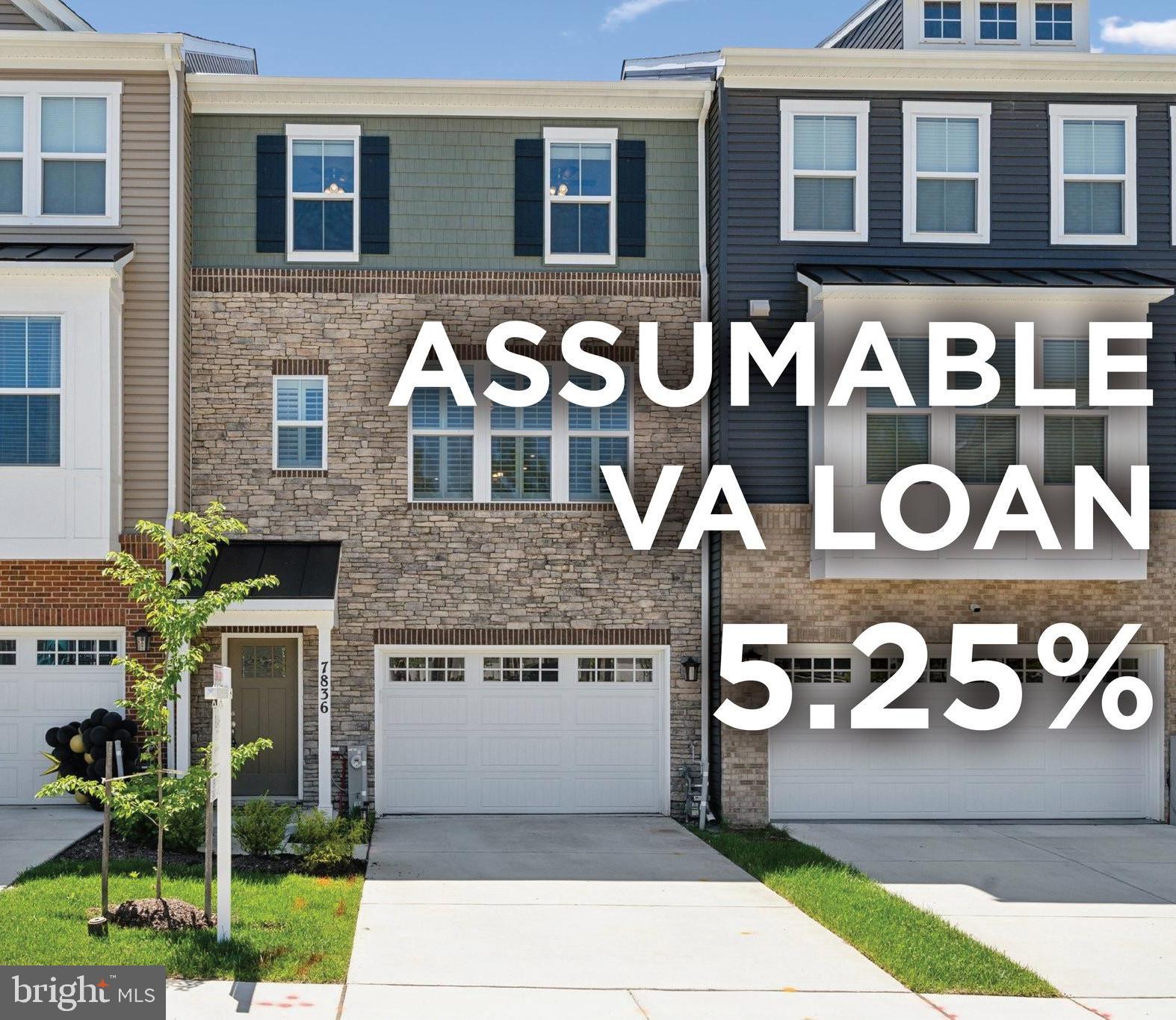 **VA Assumable Loan at 5.25%**
Absolutely stunning and barely lived in luxury garage townhome nestled in the quiet corner of the new Severn Crossroads Community. As soon as you arrive you'll see the gorgeous upgraded stack-stone front topped with lovely hardiplank siding and a large two car garage. Once inside you'll be welcomed by the bright and airy floor plan partnered with luxury vinyl plank throughout the common areas. The main level is what dreams are made of. Open floor concept combining kitchen, living, and dining rooms topped off with plantation shutters and access to a private composite deck for easy grilling or relaxing. Tasteful granite countertops, stainless steel appliances, 5 burner stove, 42 inch shaker cabinets, modern recessed lighting, built in gas fireplace, another half bath, large pantry, 65" adjustable mounted TV with soundbar and subwoofer convey as well! The TV can be viewed from anywhere on main level! The first floor offers a perfect walk-out basement backing to green space that will only get better as the newly planted trees grow. Use this lower level as a rec room, gym, or office. It also features a powder room for convenience. The upper level boasts a huge primary ensuite with a massive dual vanity bathroom, stand-in shower with built-in bench, and oversized walk-in closet. This floor also features an ideal laundry room on upper level along with the well sized second and third bedroom. Property is pre-wired with ethernet wall jacks, features a tankless hot water heater, and is immediately available. Prime location! Directly across the street from Severn-Danza Park, less than 5 miles to Fort Meade Military Base & NSA, NASA, and minutes away from, Arundel Mills, Downtown Baltimore, Crofton, BWI Airport, major transportation routes, Maryland Live and Merriweather Post Pavilion.