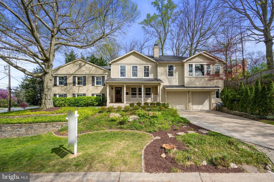 Welcome to this rarely-available expanded home in the sought-after neighborhood of Oakland Knolls in Bethesda, MD. As you enter the home from the charming front porch, the entryway leads to a beautiful sunlit dining room equipped with a wood-burning fireplace. The open-concept kitchen features stainless steel appliances, a large island, stone countertops, a custom built-in buffet and a large pantry.  The sun-drenched sitting room just off the kitchen is the perfect place to enjoy family time. Relax outside on the stone patio featuring a built-in fire pit and a gas line for grilling! Rounding out the main level are a laundry room/mudroom, a powder room and direct access to the two and a half car garage.  As you make your way to the second level, you’ll find two well-appointed office areas, two bedrooms, two full bathrooms and hardwood flooring throughout. The third level features two additional bedrooms which share a full bath and an expansive primary suite.  The owner’s bedroom has two finished walk-in closets, a bonus room and an ensuite bathroom featuring two vanities, a walk-in shower and a separate water closet.  The lower level of this home includes a large family room with a wood-burning fireplace, additional powder room and walkout egress to the backyard. The home gym area features mirrored walls and floor covering. Walkable to both Walt Whitman High School and Pyle Middle School, this desirable location in Bethesda offers easy access to a newly-expanded Giant, a Whole Foods and commuter routes. What’s more, all of the wonderful restaurants and shops of downtown Bethesda are just a short 5-minute drive.