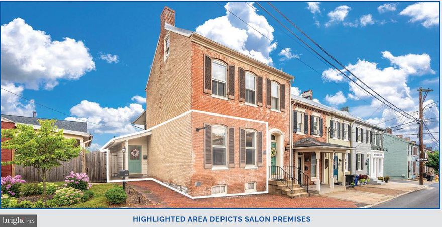 509 S Market St is a rarely-available turnkey salon opportunity in Downtown Frederick. This gorgeous 19th century brick rowhome contains a fully built-out and furnished salon space on the first floor, and an apartment on the second floor that is accessed by a separate entrance. The property enjoys excellent visibility and access along Market St and has ample private parking behind the building. The property is
zoned Downtown Business which also allows for a variety of retail, and office uses.