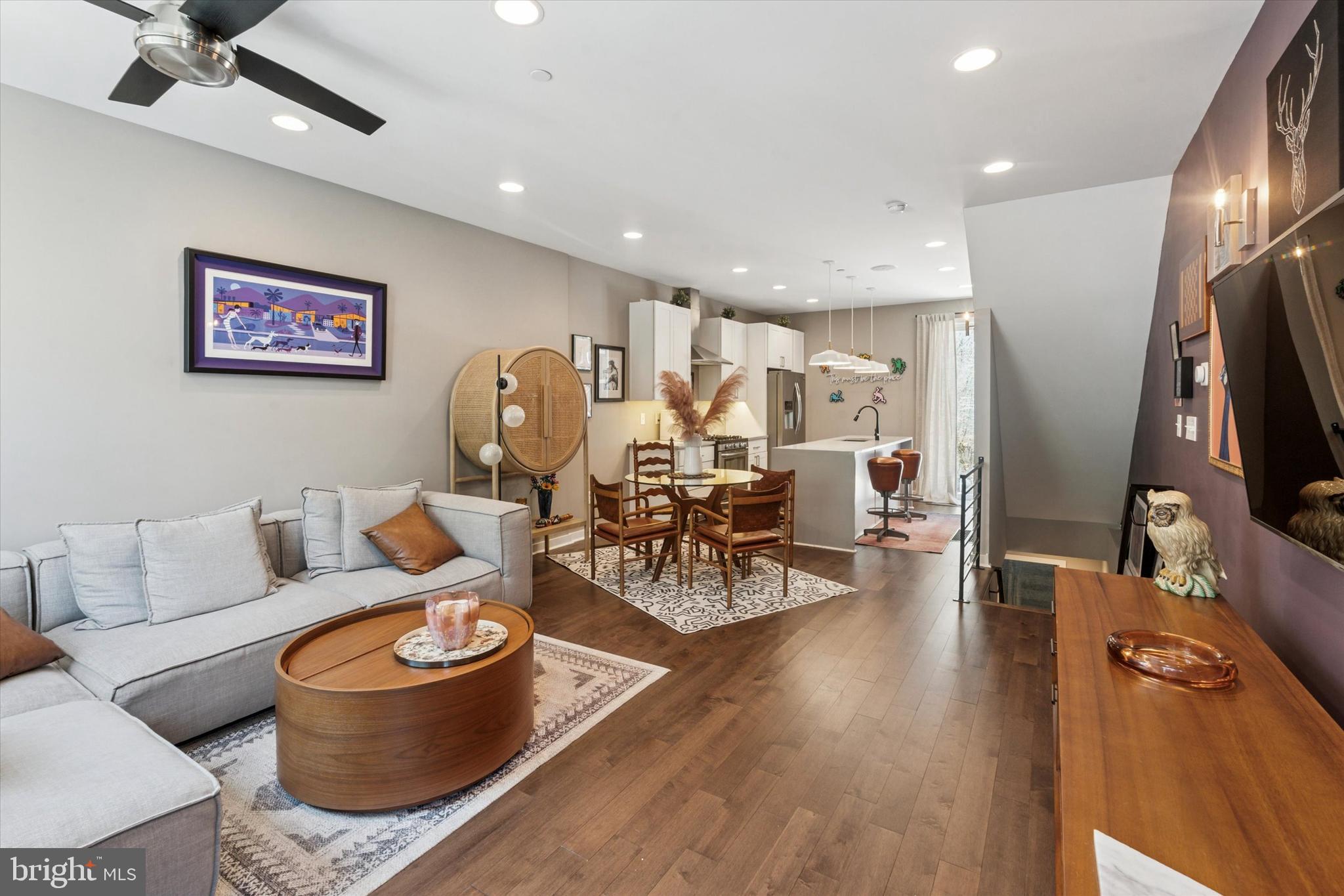 Chic, modern, and brand-new, this 2,100 sq. ft. 3 bed 2.5 bath home puts you right in the heart of Queen Village—one of Philly’s most desirable neighborhoods. Flooded with natural light, the open floor plan showcases a designer kitchen with quartz waterfall island, custom cabinetry, gorgeous hardwood floors, and top-tier appliances. Upstairs, enjoy two spacious bedrooms and a full bath, plus a luxurious primary suite with wet bar, spa-like bathroom, and private rooftop deck with jaw-dropping city views. A finished basement, laundry, and built in Bluetooth sound system complete the package. Besides the superior craftsmanship of the home compared to other homes built during this timeframe, this spacious home features an abundance of CLOSETS, each thoughtfully designed with built-in custom shelving to maximize storage and organization.
Steps from Queen Village’s best dining, cafés, shops, and parks—and just minutes to Center City and all the major highways—this home delivers the ultimate in modern city living. This home offers approximately 2 years remaining on its tax abatement.