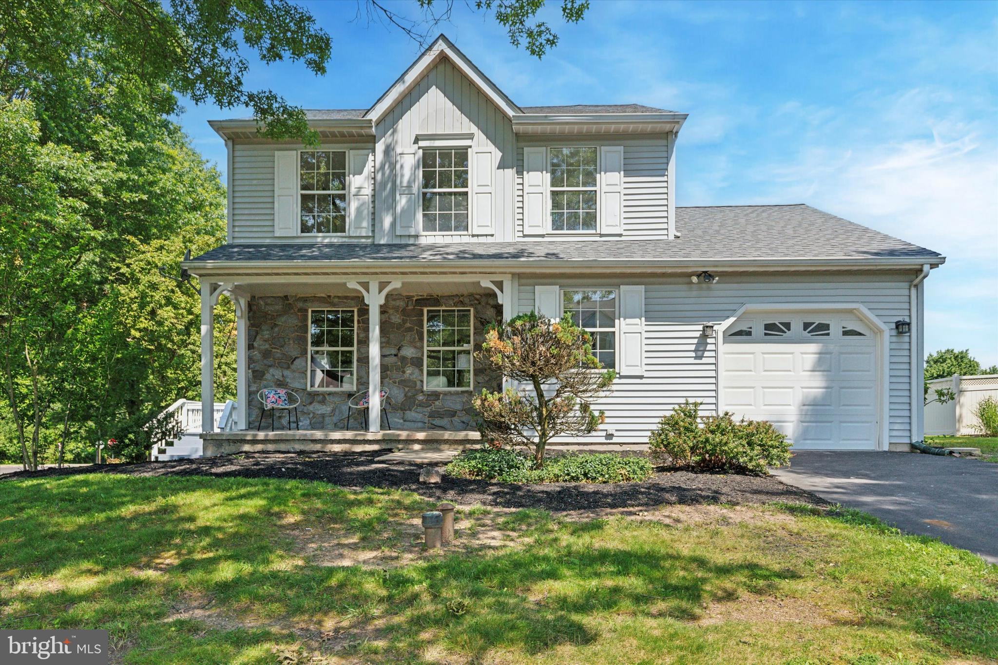 Welcome to this charming 3 bedroom, 2.5 bathroom Colonial located in the desirable Wyckford Commons development within the Pennridge School District. This beautifully maintained single-family home features a covered front porch, one-car attached garage, and a brand-new roof installed in 2024 for added peace of mind.
Step inside to a bright and open living room that flows into a separate dining room, perfect for entertaining. The kitchen offers plenty of cabinetry, new stainless steel appliances, and opens to a bright and airy sitting area with sliding glass doors that lead to a spacious deck and partially fenced backyard—ideal for outdoor entertaining. A convenient half bath completes the main level.
Upstairs, you’ll find a spacious primary bedroom with his-and-hers closets, plush carpeting, abundant natural light, and a private ensuite with a single vanity and walk-in shower. Two additional generously sized bedrooms, a full hall bath with a tub/shower combo, and a second-floor laundry room add comfort and convenience. The fully finished basement provides additional living space—perfect for a rec room, home office, or gym. Don’t miss this move-in ready home in a great neighborhood!