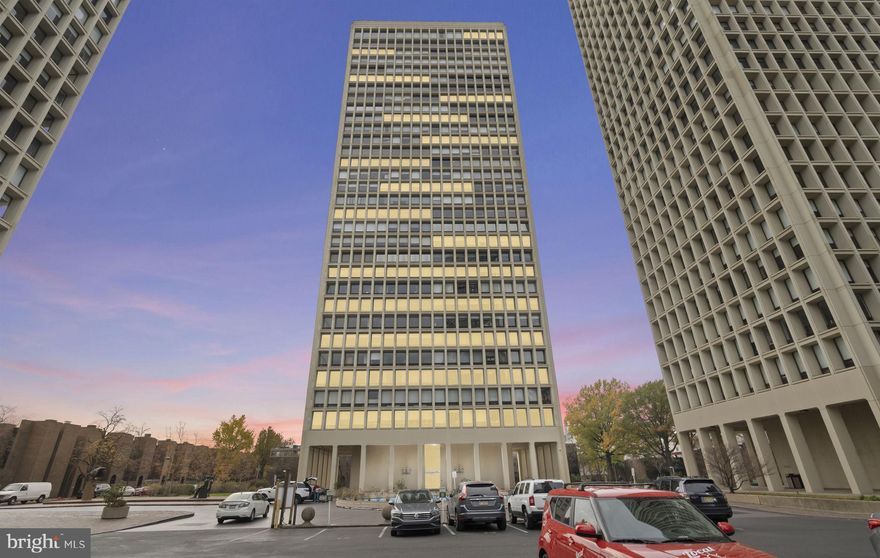 This updated 21st-floor studio offers sweeping west-facing views of Society Hill, Washington Square, Center City, and all the way to West Philadelphia—enjoy gorgeous sunsets and sparkling nighttime city lights through **three floor-to-ceiling windows**.

The renovated kitchen features stainless steel appliances, tiled backsplash, and a dishwasher. A hallway leads to a spacious walk-in closet, and the bathroom includes modern tiled shower walls. The large windows also have screened lower sections, perfect for enjoying fresh air from your perch above the city.

**Rent includes *all utilities* plus 24/7 front desk concierge and 24/7 on-site security.**
Residents also have access to a large, modern laundry room in the finished basement, easily reached by any of the three elevators.

Society Hill Towers is one of Philadelphia’s most sought-after and impeccably managed communities, set on 5 beautifully landscaped acres designed by renowned architect I.M. Pei. The location offers unbeatable access to the Delaware River, historic neighborhoods, parks, shops, restaurants, and major city hubs including Old City, Washington Square, Center City, Rittenhouse, University City, Northern Liberties, Fishtown, and Queen Village.

On-site conveniences include a small shopping plaza with Zahav Restaurant, Sue’s Produce Market, and a cleaners with concierge delivery.

Additional amenities available for reasonable fees:

* **Underground parking garage** with monthly rental spaces ($257–$269) and locked bicycle storage
* **Seasonal outdoor saltwater swimming pool** with lounges, grills, and locker rooms (Mid-May to late September – memberships available at additional cost)
* **Upgraded fitness center** ($330/year)
* Hospitality suites for guests, community room, and optional storage lockers (based on availability)

Price and availability of these services to be verified by Condo at time of lease signing. 

Close to major highways, public transit, street parking, and car-sharing options, this studio places you at the center of convenience and iconic Society Hill charm.