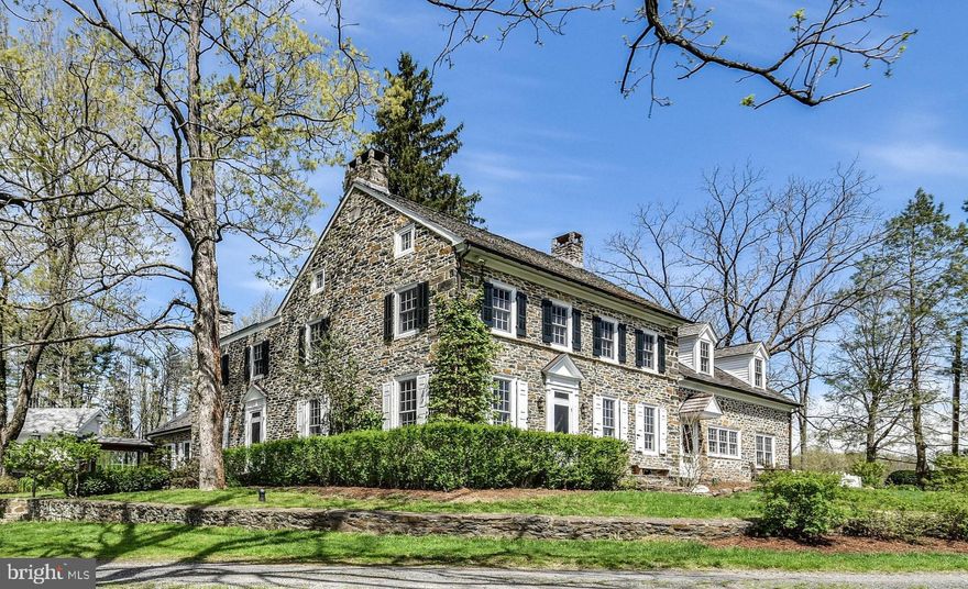 Visit 1115Strawntown3D for 3D walkthrough, and https://www.seetheproperty.com/u/277102 for photos, floorplans & more! The soul of a Bucks County gentleman's farm is evidenced at first approach, with a long, private drive and gated entry. Fulfilling & surpassing all expectations, the magical qualities of Strawntown Farm begin at introduction to the enchanting stone farmhouse, with a c.1754 origin, & homestead to Jacob & Enoch Strawn. Centered in a remarkable setting, the buildings are surrounded by their own 121 acres, adjacent to 100s of acres of preserved property, with over 5800 acres of state and county park lands nearby. In keeping with the role of a quintessential Bucks County farm, bucolic vistas grace every window... overlooking a classic red barn, adjoining fenced pastures & a large spring-fed pond with dock & stone springhouse. The original farmhouse has been appreciated & tended for generations, boasting vintage architectural antiquities such as exposed stone walls, 6 FPs, an original stone sink, pumpkin pine floors, beamed ceilings & deep windows w/old glass. A recent addition offers an exercise room with resistance pool. The living room, keeping room & family room all have period and walk-in fireplaces & the formal DR opens to a stunning kitchen/great room with custom cabinets, granite countertops, gourmet appliances & cozy fireplace. A private billiard room is tucked away on its own floor. On the 2nd floor the cathedral-ceilinged master bedroom suite has built-ins, walk-in closet & skylit master bath. 3 additional bedrooms & 2 baths complete the 2nd flr. Capturing a trifecta of classic PA farmland, pond, and magnificent barns, these spaces beckon you to while away an afternoon or to walk the acreage on starlit evenings. There is an orchard, raised garden beds, a greenhouse and extensive irrigation system. Multipurpose buildings are perfectly-positioned amidst the rolling acreage, overlooking vistas of manicured horse pastures. The bank barn has been restored, and offers 4 stalls, an adjacent 3 bay garage has a tack room, and the 80'x80' indoor riding arena opens to multiple pastures, dressage ring, run in sheds & miles of raised walking/riding paths. For the horse enthusiast, these facilities rival the best of the best. An authentic log cabin was moved from Ohio & renovated in 2012. This romantic getaway has a living room w/fireplace, vaulted beamed ceilings, keeping room & sleeping loft. Truly beyond the imagination and beckoning one to stay forever, Strawntown Farm is one of the jewels of Bucks County, serenely located in an exquisite and secluded setting with possible $ to buyer if preserved.