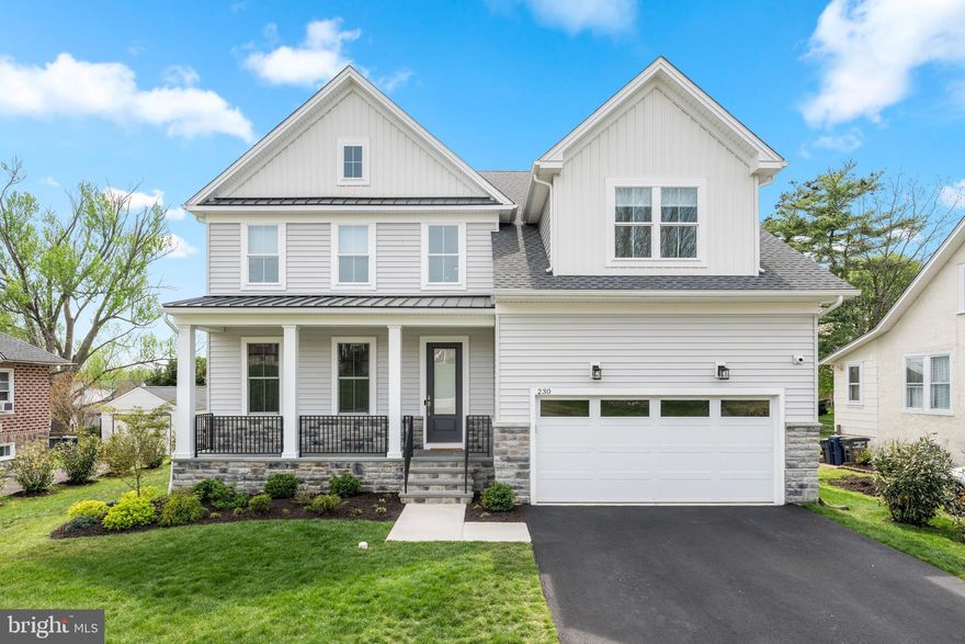 Modern luxury in historic Ambler Borough are two things that rarely coexist, until now. This home is not brand new construction, it is better. Built for the owner, by the owner, no detail was overlooked, no expense was spared. This beautifully crafted residence boasts 4k+ sq ft of pristine living space spanning 3 levels. Thoughtful details are evident upon arrival, as you are greeted by a beautiful bluestone front porch w/ custom railing. Once inside, be prepared to pick your jaw up off the floor. A dramatic foyer w/ soaring ceilings offers views through the house to the deck & upstairs to the 2nd flr. Abundant natural light, wide Normandy Oak flooring & 9’ ceilings set the tone for a crisp & refined interior.  All of your needs are met in the kitchen, equipped w/ custom cabinetry, leathered soapstone countertops, high-end KitchenAid appliances, artisan backsplash & more. A butler’s pantry offers a beverage center, marble countertop, custom cabinetry & concealed pantry. The main living room is bright, spacious & comfortable, anchored by a gas fireplace w/ marble hearth/surround. Glass doors connect the indoor & outdoor living space seamlessly. Weeknight dinners are treasured in the casual dining space. The formal dining room is perfectly sized for both fancy affairs & cozy holiday meals. A 1st floor bedroom suite serves a variety of needs. Used as a bedroom the connected bath gives total privacy; it also makes an ideal office/playroom. Coming in from the garage, you will appreciate the tasteful mudroom. A powder rm rounds out the 1st flr. A turned oak staircase leads you upstairs where you are greeted by an open & airy loft style family rm. This is a bright & versatile space. W/ a large closet & access to a jack & jill bath, it could become another private bedrm w/ the addition of a wall. The primary bedroom is a true retreat. The spacious suite offers 2 walk-in closets & spectacular bath. Whether you’re relaxing in the soaking tub or rushing through your morning shower, you will be doing it in style. A dual vanity w/ quartz countertops continues the crisp & clean aesthetic. A 2nd bedrm suite affords another private retreat, w/ large walk-in closet & full ensuite bath. The remaining bedrm on this level shares access to the jack & jill bath. A bright & cheery laundry room completes the 2nd flr. A 2nd turned oak staircase leads you to the lower level boasting @ 1,200 sq ft of finished space, 9’ ceilings, full bath & ample storage. An oversized glass door provides access to the rear yard & brings in tons of natural light. The covered deck off of the living room is a dream, extending the living space outdoors. A gas fireplace makes this a cozy space even on chilly evenings. Trex decking & aluminum railings provide maintenance free living. The yard is flat, open & fenced; offering much more space than the typical Ambler lot. The construction of this home is top notch, from pre-engineered I-joist & roof truss system to 2x6 exterior wall construction (for superior insulation); it’s not only beautiful, but solid & efficient. 3 zones of heating & cooling allow for maximum comfort year round. Unseen details like upgraded insulation, manifold plumbing system, underground electric & cable, all speak to the level of care that went into crafting this incredible residence. While Ambler boasts a charming & vibrant downtown, what draws most people is the sense of community. This special town offers a lifestyle that rarely exists anymore; a place where you know your neighbors & the ice cream truck is a regular visitor to your street. Saturday mornings at the farmers market, countless community efforts & events are all waiting for you. Sought after Wissahickon schools, low taxes, on foot access to the train, multiple parks, & coveted Wissahickon trails, take this over the top. 230 N Ridge offers the epitome of elegance & comfort, while living a low maintenance lifestyle, in the community that you love, walkable to everything in Ambler.