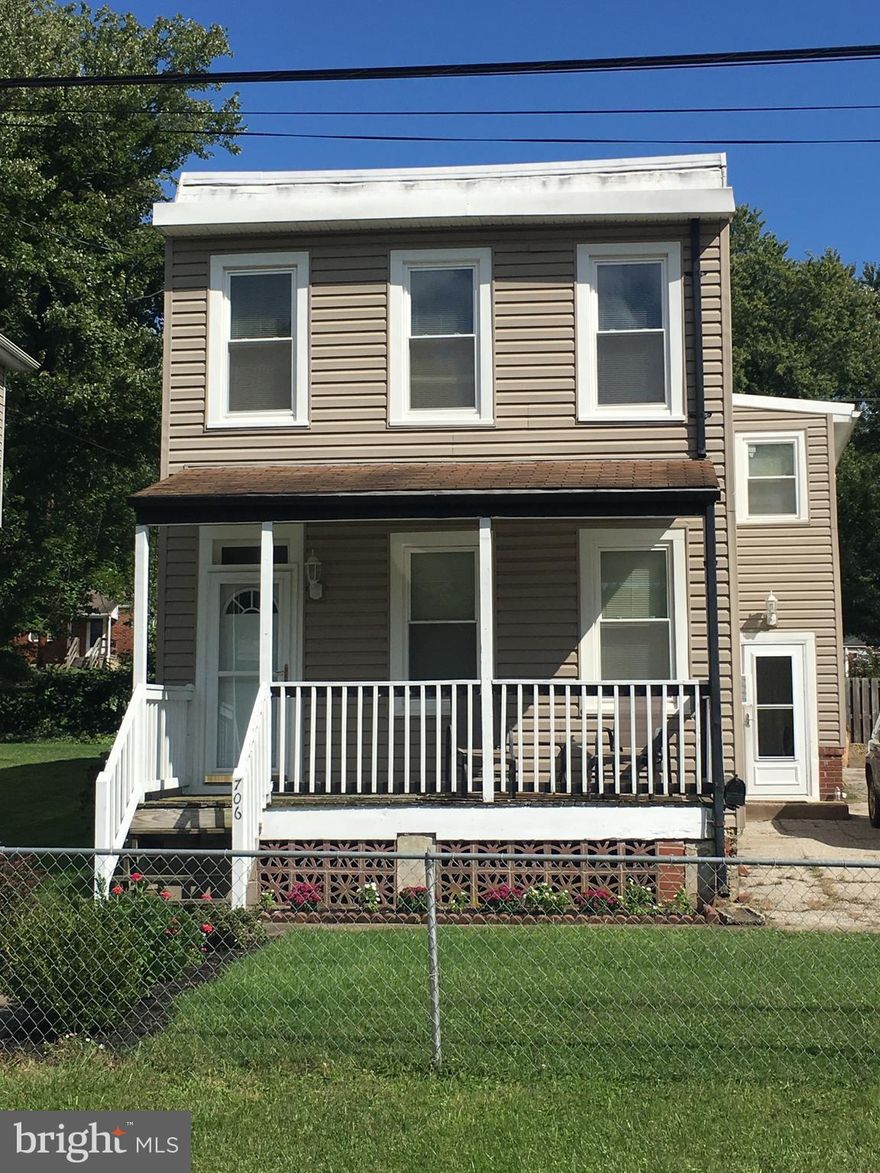 Quaint 4 bdrm home with 2 full baths sitting on unusually large lot. 1 bedroom on main floor boasts wood burning fireplace. Upper floor has 3 nice sized bedrooms. Dining room and Living room right off the kitchen. Windows/siding replaced. Off the street parking for multiple cars. Extra Large yard (property sits on 4 lots). Storage shed in rear. Minutes walk to Cap Heights Metro station. Sold AS-IS