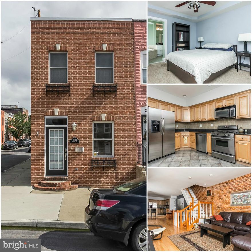 End of Group w/ 3 car PARKING in Canton! Main lvl has hardwood flrs (refinished in 2013), exposed brick, half bath, and front loading laundry. Kitchen has granite counters, breakfast bar, tile flrs, wood cabinets, and SS appliances. 2 spacious master bedrooms w/ jet tubs and separate showers. Finished basement potential 3rd bed or keep as media rm/ office. ROOF DECK has interior stair access.