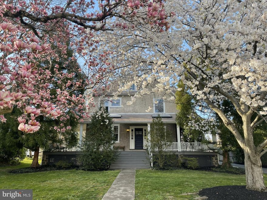 Don’t miss this wonderful, renovated 4-6 BD, 2/1 BA home with one of the deepest yards in town! Sought-after location just a short stroll from shopping, restaurants, schools, parks, Radnor Trail, and train station in the charming village of Wayne. This meticulously maintained property has features that today’s buyers crave. Guests are greeted by a wrap-around, covered front porch, which leads to a Center Entrance Hall, setting the tone for a home that exudes warmth and comfort. The very large original Living Room was divided into two rooms, with a Living Room in the front and an inviting Family Room in the rear. A charming Study/Office is located on the right side of the foyer. The staircase features unique vintage millwork. Enjoy hosting dinner parties in the formal Dining Room. The totally renovated Kitchen is a chef's dream, featuring top-of-the-line stainless appliances, beautiful custom cabinetry, and a huge island with breakfast bar seating. Behind the Kitchen is a wonderful Screen Porch which provides an inviting outdoor space for relaxation and entertaining. A renovated Powder Room and a tiled Mudroom complete the first floor. Upstairs, the Primary Bedroom Suite is an oasis in itself, boasting a sitting room, capacious closet, and luxurious spa-like bathroom with gleaming finishes, double vanity, and a large shower with bench. 3 additional bedrooms and a renovated full Bath complete the 2nd floor. The 3rd floor has a 5th Bedroom plus two more Bonus Rooms – one which could be an Office or 6th BD, and another room which could also be an ideal location for a 3rd full BA. Many closets have custom organizers. The unfinished lower level has been professionally waterproofed, and offers ample storage space and a separate room which would make a great wine cellar. The electrical system has been completely redone, and there is a large generator. Radiators were removed and 3 zones of forced air HVAC was installed throughout the house. A staircase with Bilco doors provides access from the basement to the rear yard, where there is also a detached 2-car Garage. The expansive .70 acre yard offers ample space for recreation, gardening, or whatever your heart desires!  Located in top-rated Radnor School District, this stunning home offers luxury and sophistication in a warm suburban neighborhood. Local activities include holiday luminaries & carriage rides, South Wayne Porchfest, Memorial Day Parade, Lansdowne Ave. Block Party, South Wayne WINO’s, Wayne Music Festival, and Plein Air Festival. Convenient to Center City, corporate and medical centers, and the Airport. Showings start Thurs. April 13th.