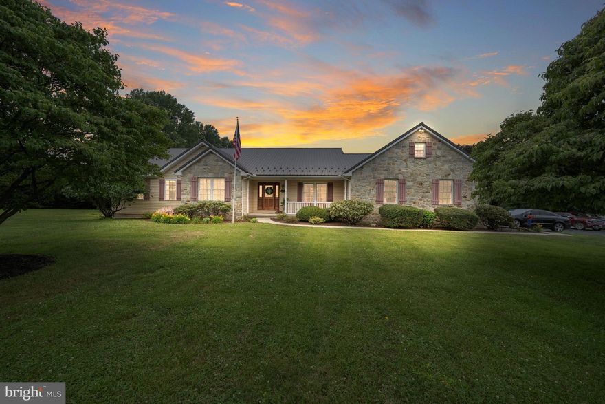 Welcome HQME to this gorgeous 4 bedroom, 2.2 bathroom RANCH home nestled on a secluded 8.4 acre lot with 26 x 28 outbuilding, private wooded trails, country views & stunning outdoor space. LISTED UNDER APPRAISED VALUE, this incredible home is truly an entertainer’s dream, with a spacious lot, in-ground 8ft deep pool with diving board and paver patio with attached gazebo. The inside features custom, cherry wood cabinets, updated stainless steel appliances, a stone fireplace, sunroom with vaulted ceilings, and a spacious owner's suite with jetted tub under skylight, large custom-tiled shower and walk-in closet. Don't forget about the finished lower level built for hosting parties! This space includes a built-in wet bar with fridge and kegerator, gas fireplace, half bathroom, and plenty of room to play. Keep all of your outdoor toys in the fully-insulated 26 x 28 pole barn with water, electric and additional lean-to storage area. Recent updates include: range (2024), dishwasher (2023), heat pump & AC at both home & pole barn (2022), metal roof (2022), electric hot water heater (2021). In case the power goes out, you can still enjoy this beautiful home with the propane-powered full home Generac generator. This one-of-a-kind property offers privacy, beauty, and thoughtful details throughout—peaceful country living with easy access to I95 and Rt1 for commuting.