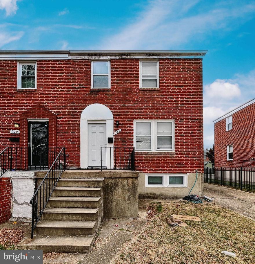 Online auction to be conducted on Auctioneers website! List Price is Opening Bid Only! Timed Online Auction will begin Friday, March 1st and ends Wednesday, March 6, 2024 @ 12:30pm. Tenant occupied 5 bedroom 2.5 bath property.  According to SDAT the property consists of 1,280sq.ft. above grade, 640sq.ft. above grade and sits on a 3423sq.ft. lot (.08ac).  Main level has a living room, 2 bedrooms and a half bath.
Upper level has 3 bedrooms and a full bath. Lower level has a dining room, kitchen, full bath, laundry room houses washer/dryer, furnace, and water heater. Features: 2 car garage and driveway - Hardwood floors on main level - Basement access to rear yard - Front & rear porches