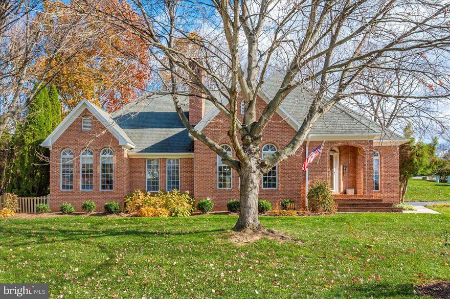 This French Style Brick home is situated on a 3/4 acre corner lot in sought after Brightwood Acres East! The home features expansive one-level living with high ceilings throughout. The large living room features a lovely brick fireplace and hardwood floors that continue throughout the formal dining room and hallway. The main level family room has French doors that lead out to the hardscape patio and huge fenced backyard. Expansive kitchen features stainless steel appliances, granite, sky lights and a breakfast nook. Main level laundry off of kitchen.. The primary bedroom boats a tray ceiling and custom built-ins. The primary bath offers a large corner soaking tub, double vanity, walk-in shower and an oversized walk-in closet. The hall bath features a double vanity and a tub/shower. Nicely sized bedroom 2 & 3. Finished basement features a wet bar, bonus room, full bath and a legal egress escape window. Current owner has replaced HVAC, washer & dryer, refrigerator, garage door and opener, main level family room carpet, installed gutter guards and had new driveway installed. The home is close to Black Rock Golf Course, the Washington County Park, Hagerstown Community College and Meritus/Robinwood. Boonsboro school district. No HOA & No City Taxes! One-Year Cinch Home Warranty! Great commuter location!