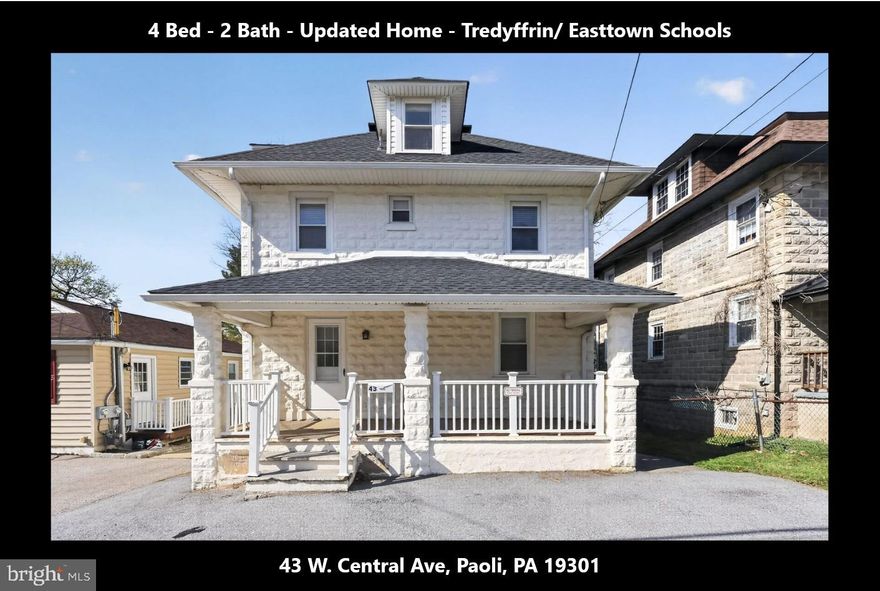 Open House Saturday and Sunday, April 18th and 19th - Finding a move-in ready single-family home with this many updates at this price point—especially in the award-winning Tredyffrin-Easttown School District, is rare. This home has been thoughtfully updated throughout, including Central Heating and A/C, Kitchen, Bathrooms, Roof, Windows,  Luxury Vinyl Flooring, Finished Basement, and Water Heater.

Inside, you’ll find a spacious and functional layout featuring 4 bedrooms and 2 full bathrooms, along with a large kitchen that opens into comfortable living space. The finished basement adds valuable extra room for a family area, home office, or play space.

Step outside to a great backyard, perfect for relaxing or entertaining. Off-street parking for up to 3 cars adds everyday convenience.

The location truly stands out. Just a short 5-minute walk to the train, shops, and restaurants, making commuting and daily errands incredibly easy.