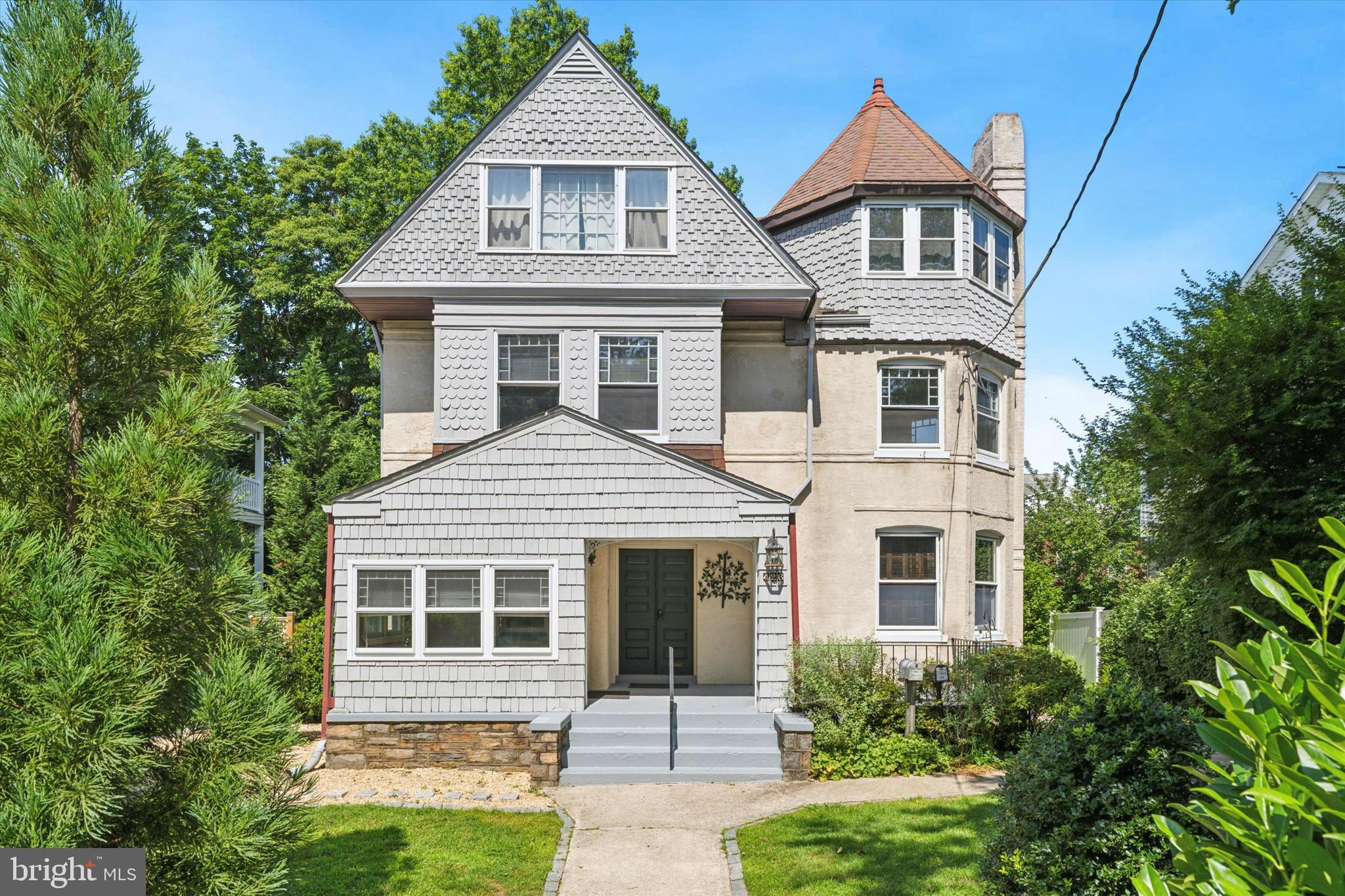 A rare opportunity to own a classic Victorian Duplex in the heart of Media Borough. This spacious home offers a 4-bedroom, 2.5-bath apartment on the first and second floors and a 2-bedroom 1-bath apartment on the third floor. A covered front porch leads to the welcoming foyer of this charming Victorian, where you're greeted by soaring ceilings, rich hardwood floors, an ornate banister and an original decorative fireplace. To the right, the spacious living room features bay windows and a decorative fireplace, filling the space with natural light and character. Straight ahead, a flexible family room offers the option to serve as a first-floor bedroom, complete with an adjoining full bath—ideal for guests. A convenient half bath is located off the main hallway. The updated galley kitchen offers modern functionality and leads to the rear entrance and a large storage area. At the back of the home, the modern dining room is perfect for entertaining or everyday gatherings. The grand staircase leads to the second floor, where you'll find three generously sized bedrooms. One bedroom offers direct access to a full bathroom featuring a stall shower and dual sinks. An additional full bathroom is also located on this level and includes a convenient washer and dryer setup. The third floor is currently set up as a separate apartment with two additional bedrooms, a full bath, and its own kitchen. The layout also allows for easy reintegration into the main home if desired. The backyard offers a peaceful retreat with a thoughtfully landscaped sitting area. Mature plantings provide a sense of privacy, while a separate outdoor entrance to the basement adds convenience and functionality. Located just a short walk from Media’s vibrant downtown area, known as "Everybody’s Hometown." Enjoy a variety of restaurants, cafes, boutique shops, and "Dining Under the Stars." Just 2 blocks to the Media/Elwyn Line train station, providing easy access to Philadelphia and other nearby areas.