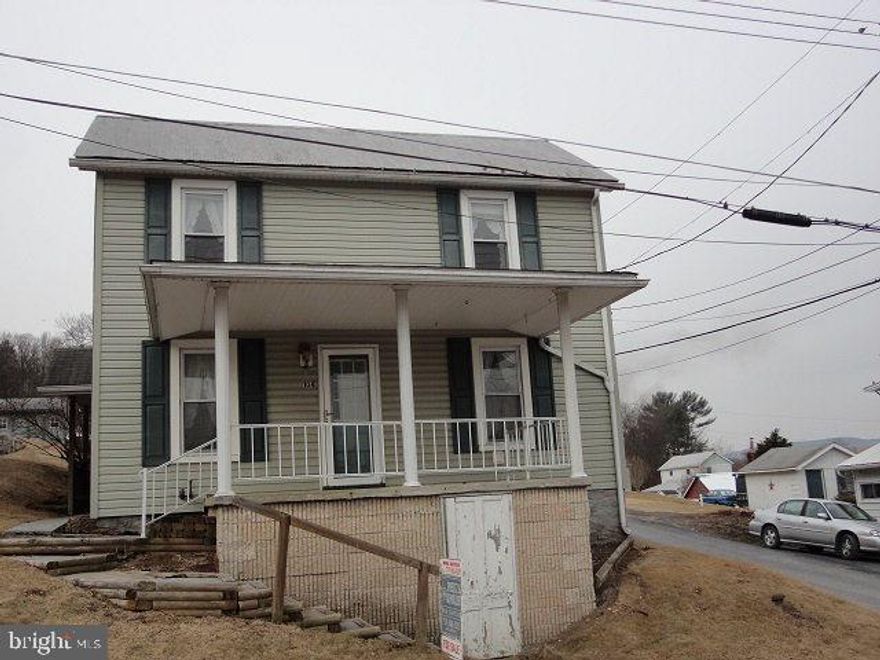 Sturdy 2 story needs alot of cosmetic work.  Oil furnace, pellet stove in kitchen, metal roof, appliances stay. This house is NOT a foreclosure. Newer windows and siding.
