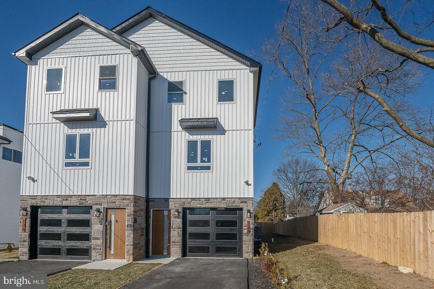 Beautiful new construction twin located in Upper Dublin Township with modern  design and amazing attention to details and workmanship with 3 bedrooms and 3 and a half bathrooms and one car garage.  Enter the ground floor that can be used as an office/exercise room, Full bathroom with shower, Laundry room and utility room, inside access to the one car garage, separate door to a nice backyard.   Second floor, you will find an open concept layout of breakfast area, dining area, kitchen, Living room,  powder room, and sliding door  to a large deck.  The kitchen is amazing with new stainless steel appliances,  beautiful backsplash, white cabinets, and  quartz countertops.  Hardwood floor  throughout   this level. On the upper level, the primary  bedroom has a walk in closet and a full bathroom  with a rainfall shower.  Two additional bedrooms and a beautiful hallway bathroom  with bathtub.   Great location!  close to restaurants, shopping, entertainment,  PA Turnpike and train stations.