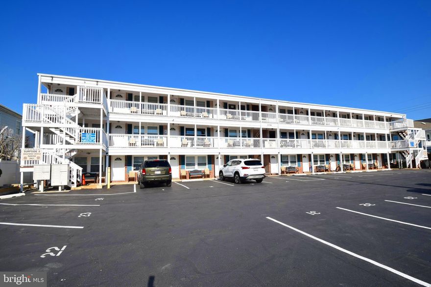Your opportunity to own in downtown OC, conveniently located close to everything.  A 2 block stroll leads you to the famous beach and Boardwalk.  This 2nd-floor unit is located in the middle of the building, the condo fee includes cable TV service. The building had a central hot water system that serves the entire building.  Great rental potential or a 2nd home at the beach. New R90 replacement windows and doors.  15 security cameras cover the entire grounds.  Surfside 8 is a self-managed building, with no management company.  The condo association owns unit 4.  The association has work scheduled for Fall 2024 to replace the front exterior.  A 40-year reserve study has been completed.