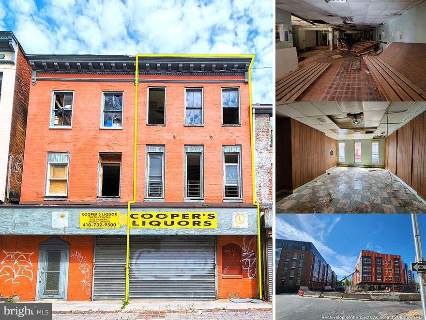 Drawings and plans already in place. 
Has a roof and systems already in place which can be built off. (see plans) 
This is one of the largest footprints on the block. 
This uniquely holds rear delivery access. 
Best square footage value opportunity.
Comes with a $15k grant from the city. 
Smack in the center of other smaller projects increasing the value rapidly. Disclosures and images of projects in que can be provided.
Based on drawings the expected rent roll after improvement would be $16k a month.