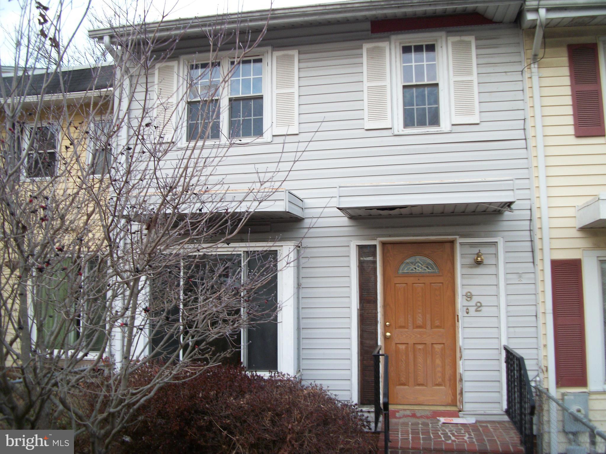 Three level townhouse in nice cul-de-sac. Home is ready to renovate needs new kitchen, bathrooms, paint and flooring. Has newer heat pump and water heater. Large walk-out basement ready for finishes. Home is sold AS IS and is priced to sell.