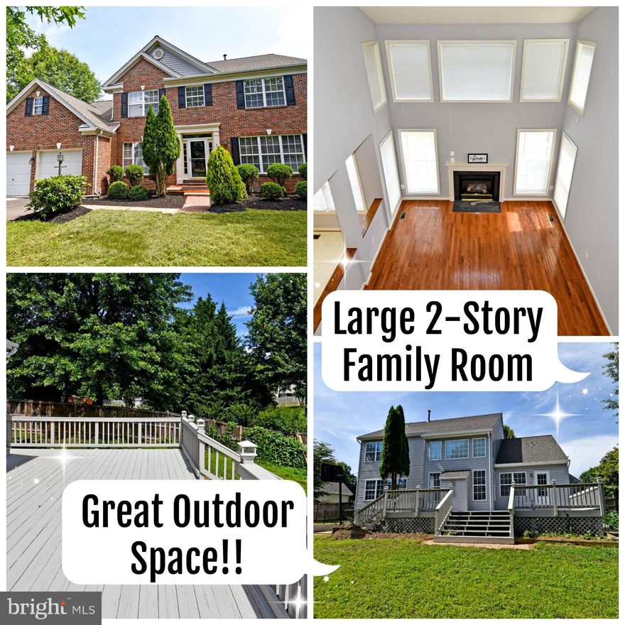 Beautiful, Brick Front Single Family Home with 2 Car Garage and Main Level Living. Master Bedroom and Bathroom on Main Level. Large Fenced In Backyard with Large Back Deck. The Home Features 4 Bedrooms, 3.5 Bathrooms, Large Kitchen and 2 Story Family Room with Gas Fireplace and Hardwood Floors, Office and Dining Room. Large Finished Rec-Room with full bathroom and an unfinished area that can be made into a legal bedroom in the basement, egress window in place. Freshly painted and new carpet through out.