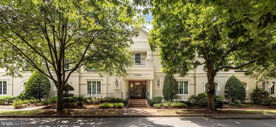 Welcome to grand single-floor living in Chevy Chase with the best of Bethesda at your doorstep. 7222 47th Street #R5 offers luxuriously splendid living in an enviable location. Custom built and exquisitely designed as the building developer’s private residence, no detail has been left untouched in this remarkable property. Situated in close proximity to all the destinations Bethesda and Chevy Chase offer as well as Northwest Washington, while also enjoying the serenity and solace of Elm Street Park, the location is truly unparalleled. Located within the boutique 47th & Elm Street Condominium building, with a revamped lobby, this meticulously maintained Two (2) bedroom, Two and a Half (2.5) bathroom residence encompasses an approximate but expansive 3,850 square feet, delivering the pinnacle of condominium living with sprawling entertaining spaces, privately appointed and generously sized bedrooms, three (3) assigned parking spaces, a secure storage room and semi-private elevator from lobby and garage. The private entrance welcomes you with 9-foot ceilings, accentuated by light-flooded French doors that reveal Juliet balconies with captivating views overlooking the park. Throughout the residence, glistening hardwood floors, top- of-the-line finishes, skylights, and a spacious open floor plan create an atmosphere of refined sophistication. The Dining Room exudes elegance with its tray ceilings, mirroring the allure of the eat-in kitchen adorned with stainless-steel appliances. Both the Primary Bedroom and the Second Bedroom are thoughtfully designed, featuring built-in shelving, private dressing rooms and walk-in closets with skylights. The residences boast a fabulous study, the envy of many, with custom built-ins and French doors. Completing this unit is a secluded laundry room, enhancing the practicality of the living space. This prime location puts you near an array of amenities, including shopping and restaurants of Bethesda Row, theaters, biking trails, and nearby parks. Although this offering provides endless amenities of a central locale, its community offers a sense of charm, ease and solace.