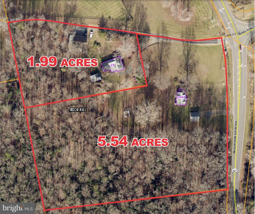 Investment property for sale - 2 Lots - total of 7.53 acres. 1907 Mountain View Road and 25 Honey Ln, Stafford, VA 22554. Two improved lots with single family homes. Both properties are currently rented - $3,300 and $1,550 monthly rental income. Located at busy intersection of Mountain View Rd and Shelton Shop Rd. Prime location for commercial business or residential development. Great potential for church, funeral home, other purposes. Located in fast growing Stafford County (top 1% of fastest growing communities in the US). The Virginia Department of Transportation will be widening and improving Shelton Shop Road and creating a roundabout at the Mountain View Road intersection, directly in front of this property, significantly increasing the development potential.