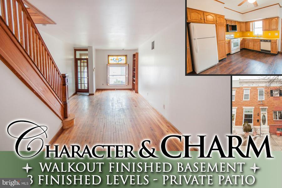 PATTERSON PARK HOME W/ 3 FINISHED LEVELS & WALKOUT BASEMENT JUST STEPS TO THE PARK! -this large home features an open floor plan with original hardwood floors, spacious kitchen that leads to private patio, central a/c and a finished walkout basement. Some updates include new carpet and appliances. Lots of development in the area - renovated homes in the area sell for 300K+ Instant Equity
