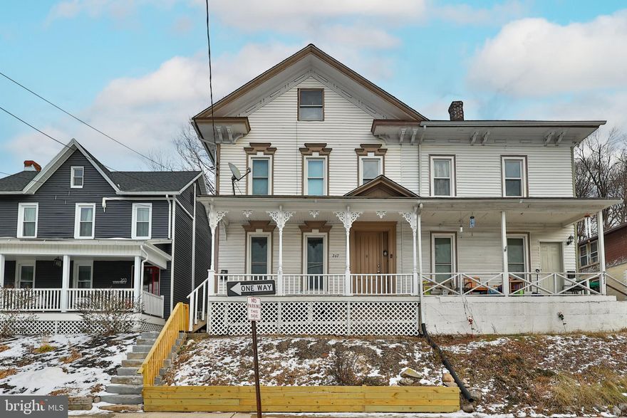 Victorian style farmhouse within the quaint borough of Bangor! Spacious layout with an open concept family room and dining room with LVP flooring and neutral decor! Open kitchen with cherry cabinetry, butcher block counters, eat-at peninsula, plenty of counter and storage space! All appliances are included! Access to the enclosed mud room with laundry area! Take notice to the charming staircase and railing as you walk up to the second floor! Master bedroom provides ample closet space and wall to wall carpet! Full bath with soaking tub/shower and modern vanity! Second bedroom with more closet space and grey color tones complete this floor! Third floor boasts a third bedroom with a flex space or office area! Basement provides plenty of storage! Enjoy the covered front porch, rear patio and large yard! Economical gas heat! Clear CO is complete and will be provided! See this home yourself and fall in love with the charming details and modern updates!