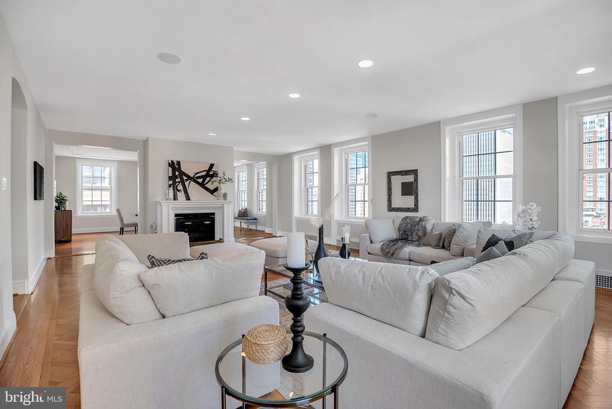 Truly a rare opportunity to live in your own DREAM HOME in the sky! Absolutely stunning full floor condominium with frontage extending the full width of the superb Art Deco building, 1800 Rittenhouse Square. Large picture windows facing The Square. Enter from the elevator directly into the natural light filled spaces with high ceilings and beautiful gleaming hardwood floors. The expansive living room (wow-can fit so many people) with fireplace  and very large dining room create comfortable spaces for living and entertaining. A handsome very large custom library adjacent to the living room is part of your elegant perfect floor plan. There is a beautiful spacious eat-in Chef’s Island kitchen with a 42-inch Sub-Zero refrigerator, 2 Wolf ovens, a Wolf gas cooktop, Asko dishwasher, and Sub-Zero wine refrigerator.  Additionally, a multipurpose bonus room, a coat closet, and a lovely powder room. The elegant primary suite has a huge custom walk-in closet and an adjoining den/sitting room/office. The primary suite has a gorgeous large bath. There are two additional big bedrooms with ensuite baths.  Located on the south side of the square with 24-hour doormen and personalized service. See listing agent for pet policy. Monthly condo reserve fee: $176