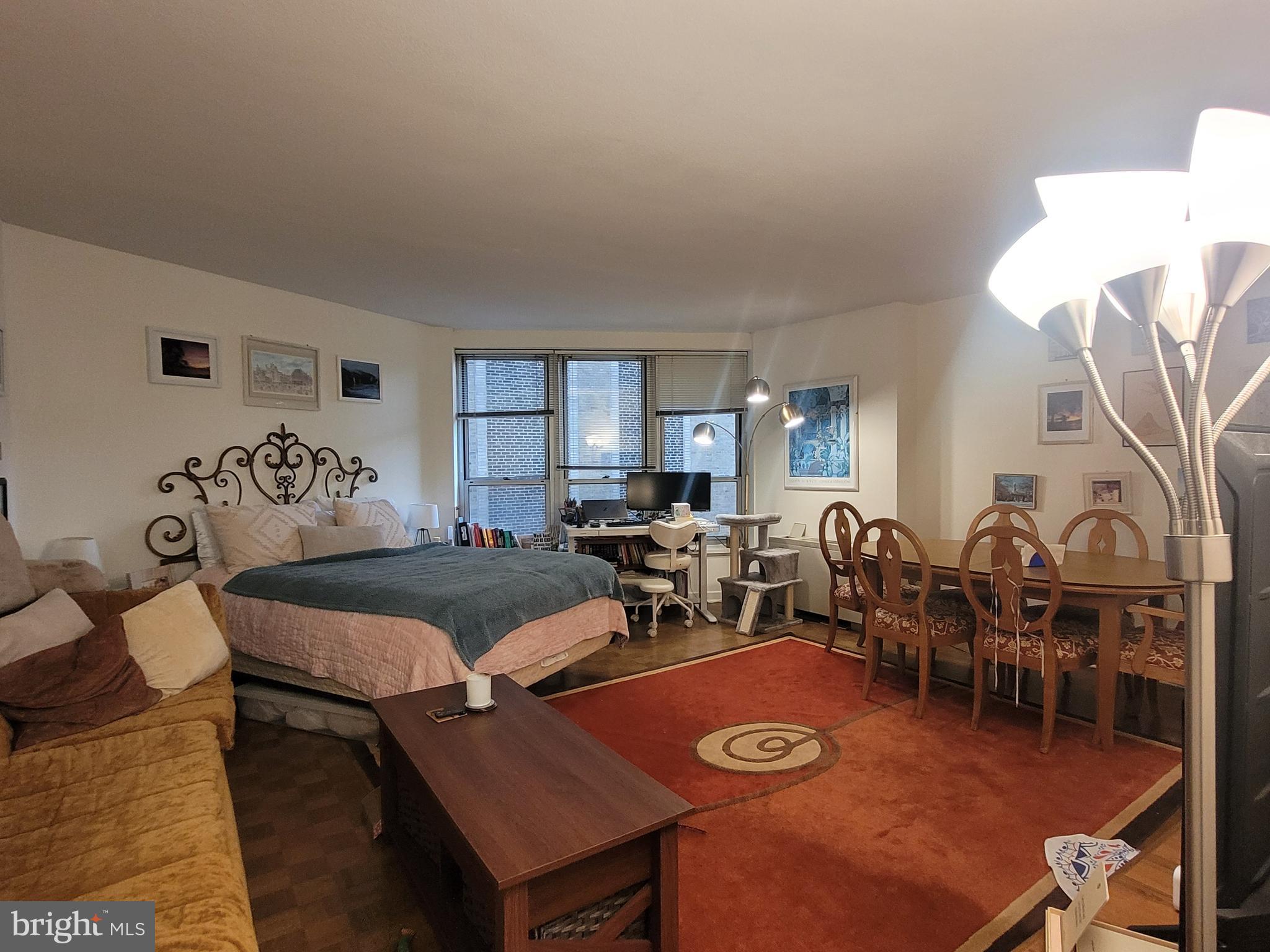 Recently renovated studio at the highly coveted Dorchester on Rittenhouse Square. The home features a large, open floorplan with plenty of space for designated living, dining and sleeping areas. There are parquet wood floors throughout. The kitchen is recently updated with white shaker cabinetry, stainless steel appliances, a tile floor and quartz countertops. The bathroom has a modern vanity and tiled shower/tub. Additional highlights include a walk-in closet and a wall of oversized windows. Residents of The Dorchester enjoy a twenty-four hour doorman and all utilities are included in the condo fee. Use of the building’s state-of-the-art fitness center, seasonal rooftop pool club, and valet parking in the building’s underground garage are available for an additional fee (subject to availability). No pets permitted. Location is everything...Rittenhouse Square was ranked the 6th best neighborhood in North America with 175 restaurants and 199 retailers within a three block radius. Be within close walking distance to the Market Street office corridor, The Avenue of the Arts and University City. 30th Street Station and Philadelphia International Airport are only minutes away.