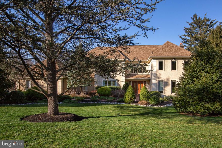 Welcome to this beautiful home tucked away on a private road in Haverford, offering a perfect blend of comfort and functionality. Step inside the inviting two-story foyer with a lovely curved staircase, setting the tone for the tasteful elegance that awaits. Natural light from the abundance of windows throughout the main floor creates a warm and inviting atmosphere. Around the corner from the foyer, you will find a convenient coat closet, powder room and a home office with built-ins. A large living room with a fireplace leads seamlessly into the family room of the kitchen. The family room also features a fireplace as well as a wall of windows overlooking the backyard and pool. Step through into the spacious kitchen with stainless steel appliances, lots of cabinets and counter space, and a center island, ideal for culinary enthusiasts. A sunny breakfast room with skylights is ideal for casual meals, while the adjacent formal dining room offers a space for more sophisticated gatherings. Upstairs, the main bedroom suite awaits with a cozy sitting area illuminated by skylights, providing a serene retreat. The main bathroom features a luxurious soaking tub, perfect for unwinding after a long day, as well as a large walk-in shower. There are three additional bedrooms with two hall bathrooms each having a vanity sink and tub/shower combination. Outside, you'll find a deck overlooking the peaceful surroundings and pool, perfect for outdoor dining and entertaining. Convenient storage is available in the attached two-car garage and full, unfinished lower level. Located close to shopping, dining and all the Main Line has to offer. Enjoy an easy commute via major routes or train service to Center City.