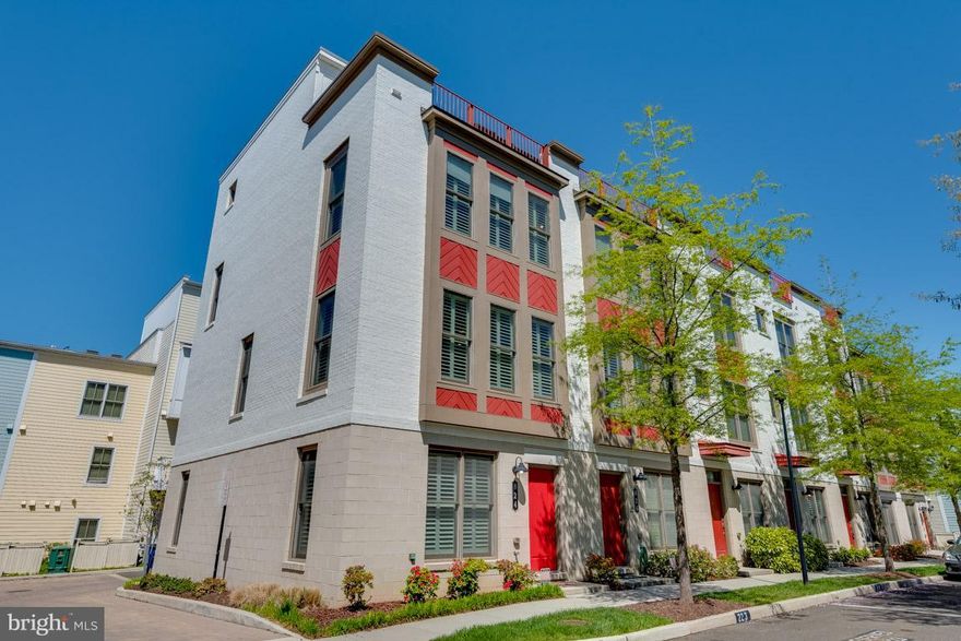 End unit townhome offers stylish fixtures and finishes, hardwood flooring, plantation shutters, 9-ft+ ceilings, & custom closets. Kitchen boasts classic white cabinets, sleek marble countertops, stainless steel appliances and Char-Broil grill on deck. LEED certified home has double pane windows, a 220V outlet for electric vehicle in 2-car garage, Nest thermostats. Maury Elementary school district.