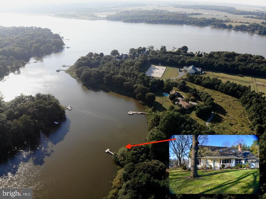 Eastern Shore Waterfront Home is set on 5-acres on Rosin Creek in Queen Anne’s County, Maryland. The home is located in a peaceful, wooded setting with lovely long water views, yet it is only a 10-minute drive to Chestertown. Enjoy the private dock for fishing and water activities, or, head out for a 10-minute boat ride up the Chester River to historic Chestertown. Downstairs, the main living area offers a first floor bedroom, full bath, lovely sunroom overlooking the creek, and living room with a fireplace and wood-burning stove. Upstairs are three bedrooms, a full bath and bonus room. The house has an attached garage and also a separate garage and workshop. Set in the quiet community of Royston Shores, Roundtop park is nearby with a basketball court, tennis courts, pickle ball courts  and pavilion. 
Chestertown is located on The Eastern Shore of Maryland, about 90 minutes from Washington, D.C. and Philadelphia. Founded in 1706, it is set on the banks of the Chester River and is home to Washington College and the University of Maryland Shore Medical Center.
The walking town features period homes, shops, galleries, live theater and waterfront park. Dining options include an oyster bar, bakery, cafe, luncheonette and fine dining restaurants. The landing at the foot of High Street leads to the Chester River Walk and the Chester River Packet offering public river cruises. Annual events include the Chestertown Tea Party and Tall Ship Downrigging Weekend. Residents and visitors alike enjoy the vibrant arts community, the Saturday Farmers/Artisan Market, parks, rails-to-trails and water activities.