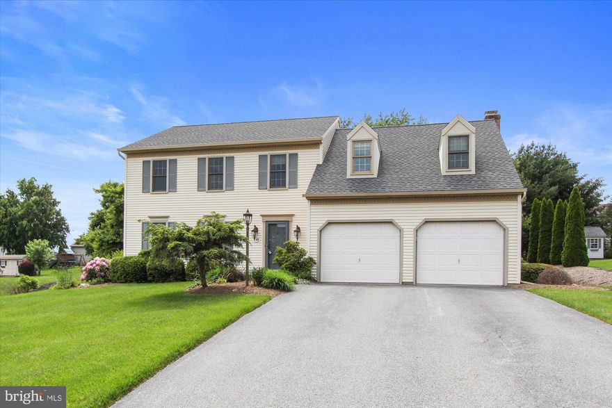 Quality throughout this E G Stoltzfus built 4br, 2.5ba colonial home in convenient Royal Manor!  Features include beautiful hardwood floors, new kitchen (2019) with granite countertops, lights under cabinets, pantries, pull out shelves and Kitchen Aid appliances.  Comfortable family room with gas fireplace, new ceiling fan and walk out to patio and backyard.  Spacious primary suite offers walk in closet with custom organizers, ceiling fan, built in bookshelves and ceramic tile bath with jacuzzi tub plus separate shower and double bowl vanity.  Room for everyone w/ 3 additional  bedrooms, hall bath and handy second floor laundry. 
Recent major updates include hot water heater (2021), roof (2018), kitchen incl appliances (2019), ceiling fans (2022).
Basement is framed out and ready for future expansion.  Small office w/ counter and file cabinets.