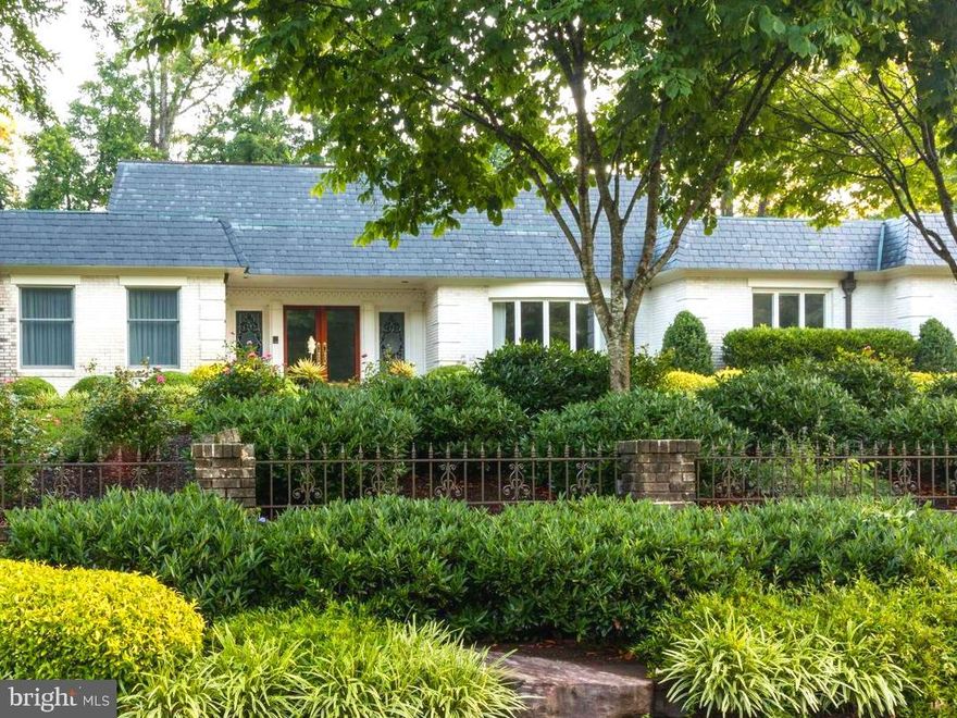 This is it! One of a kind custom built grand, expansive rambler with 14' ceilings. Must see!  Once owned (built) by the Koons (Ford) family as a family compound - it has been thoughtfully renovated and updated,  throughout.  Three separate wings to this house all on one level.  This home has everything you could want - billiards room, media room, large study with expansive view of natural setting, music/play/sitting room, family room with large fireplace and built-ins, living room, large dining room with big bay window, eat in kitchen with high end appliances 2 sinks and beverage fridge. Plus additional wing with auxiliary  kitchen, bed and bath with separate entrance. Five bedrooms and six full bathrooms plus 2 powder rooms - bedrooms have en- suite and large custom designed closets.  Primary bath features 2 separate vanity spaces, extra large shower/steam room, separate bidet/toilet room stand alone bath.  Gorgeous finishes throughout.  What more do you want - all bedrooms are en suite, large closets with organizers, hardwoods throughout most of house,  large picture windows let the gorgeous natural view inside.  Sunny house even in the center!
All this on lovely, lushly landscaped acre lot on the best street in Falls Church!  Recently added stone patio with handsome stone fireplace with mantel.  Raised beds for gardening already in place and ready for your plants, adorable garden shed. There is a small basement for utilities and storage with side entrance. Great spot for exercise equipment! House is on public water, but has well water for in ground sprinkler system.  Invisible fence, tree lighting, water pond and stone walkway across back. 
This house is such a beauty - easy luxurious living  all on one level! Van Winkle Drive is circular street featuring custom built homes on acre lots - tall trees, mature shrubbery and friendly neighbors! Move right in!  Life is good.