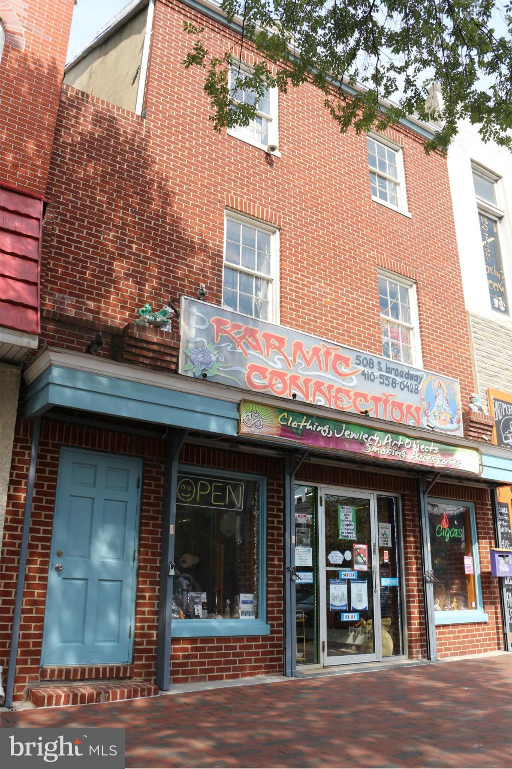 MAJOR PRICE DROP 5/13 - PRICED FOR QUICK SALE-
C-1 zoned 2 unit retail building on bustling Broadway 1/4 block from the fells point market. Approx. 3500 SF. Each unit has its own separate retail entrance on Broadway. Unit 1 is street level retail that takes up the majority of the lot. 2 large window displays capture foot traffic. Retail display cases, office furnishings, safe, and all furnishings, fixtures, and equipment convey. Unit 2 encompasses the three upper levels and has a separate entrance facing Broadway's foot traffic and is built out as a wellness center / massage studio.
