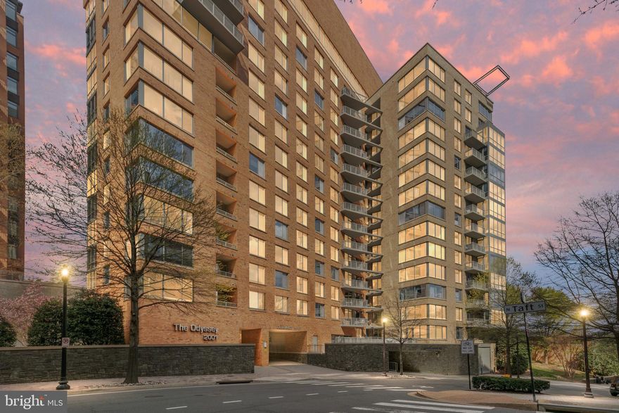Incredible Washington Monument and Capitol Building views from every room and an oversized 27ft x 8ft covered balcony. The desirable east-facing unit offers beautiful sunrises over the nation's capital and comfortable outdoor dining on summer afternoons and evenings, out of the direct sun. With a WalkScore of 97, you can walk to everything you'd need or want within blocks -- Metro, restaurants, gyms, grocery stores, parks, trails, and more! <BR><BR> WHAT MAKES THIS UNIT STAND OUT? $100,000 DC views from every room through oversized windows along with a uniquely large balcony with enough space for dining and lounging. Enjoy one of the best private views of DC's famous July 4th firework show. Well-maintained and move-in ready with updated dishwasher and a full-size washer/dryer. One full-size garage parking space is included. <BR><BR> TOP TIER BUILDING AMENITIES AND GREAT FINANCIALS The Odyssey offers the top amenity package of any condo building in Arlington, including a rooftop pool, deck, and grills, as well as a top floor gym (with sauna), a conference room, and club rooms featuring floor-to-ceiling windows, all with incredible panoramic views of DC, the Potomac River, and Virginia. 24/7 attended front-desk, package management, a hotel-quality lobby with terrace, a business center, and a convenient driveway for easy food deliveries and passenger pick-ups. Pet-friendly and no rental cap. Well-managed with strong financials with below-average condo fees. <BR><BR> A PREMIER LOCATION WITH 97/100 WALKSCORE. Easy walk to Whole Foods/Trader Joes, Metro, endless restaurants and bars, specialty fitness classes, shopping, and parks. Stroll across the Key Bridge to Georgetown, across the Memorial Bridge to the Washington Mall, or jog/bike the Mount Vernon Trail with scenic vistas of the Potomac and Washington Monument along the way. Minutes to Reagan National Airport and a short trip to Dulles International Airport, both accessible by Metro. Zip to downtown DC, Old Town Alexandria, Tysons, and more within minutes.