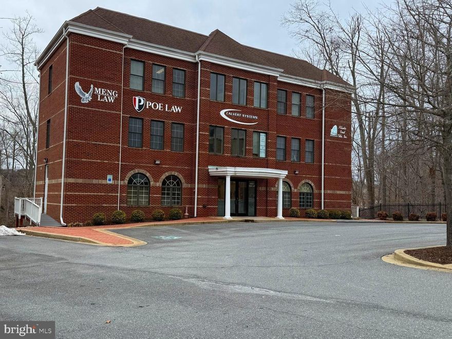 Le Deal! Ready for occupancy! For lease, -- main level office space spans 1190  square feet and features a comfortable entry area, one large conference room, three office areas, a bathroom, and a kitchenette. The building is situated in a quiet location in Prince Frederick with quick access to the Route 4 intersection.  Professional tenants include an attorney, an insurance agency, and an engineering firm. This main-level unit is available now.. Close to courthouse, hospital, and services! 
     The rent includes common area maintenance, water and sewer, real estate taxes, trash dumpster service, and snow removal. There is ADA-compliant parking available in front of the building, along with ample common area parking. 
      The entry foyer provides access to the first-floor offices and an elevator to the second floor. The unit has a keyed foyer entry and office door access with coded locks. Additionally, this unit has an exterior side entrance. Storage space in the basement may also be available. Showings are by appointment only.