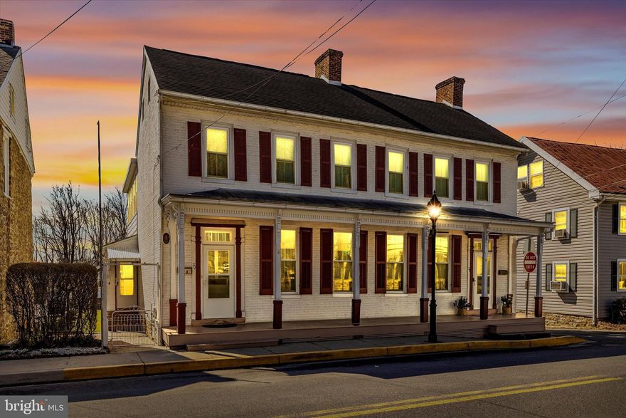 Welcome to "The Mackley House" circa 1818-1820 (Est.), this stately home offers two units, one of which is currently rented for $800 per month. This is one of the oldest homes in Thurmont and offers a very rich history.  Originally built by Jacob Weller B.S. for he and his second wife Mary Love, Jacob is credited with the manufacture of the first friction matches which he worked on in "The Match House" just to the east of the home.   The home is currently a duplex with the main house offering three bedrooms, a nursery/office and one and one half baths, a proper foyer with beautiful staircase, front parlor, dining room, kitchen and den.  Gorgeous wide plank hardwood floors in the upper level, lots of original architecture, an expansive walk up attic and large walk-out basement with laundry hook up. The second unit offers two bedrooms and one full bath (recently updated) with a living room with updated flooring, eat-in kitchen and laundry.  The home has had many updates over the years including a new roof (2008) and replacement windows.  Both units have separate electric, water/sewer and oil heat.  Situated on .21 of an acre the spacious rear yard offers a shed, three bay garage  and two parking spaces.  This unique property is a rare find and has not been available on the market for 70 years.