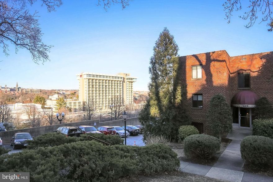 Rosslyn, spacious, renovated 1 BR priced to rent now.  This property features refinished wood flooring, neutral off-whites, a newer fully renovated bathroom with oversized tiles, a new stainless range/microwave, kitchen pass-thru added, subway tile backsplash, under-counter lighting, and new window treatments throughout.  This property has views of Georgetown and includes one outdoor parking space and a large private outdoor terrace as well as tons of closets with built-in shelving, storage room locker, 2 modern and well-equipped association laundry rooms, bike under-counter storage and is located just over two blocks from the Rosslyn metro or less than a ten-minute walk into Georgetown.    Heat and Hot and cold water and gas are also included in the rent, you only need internet and electricity for lights and air conditioning.  It's an easy show by sentrilock