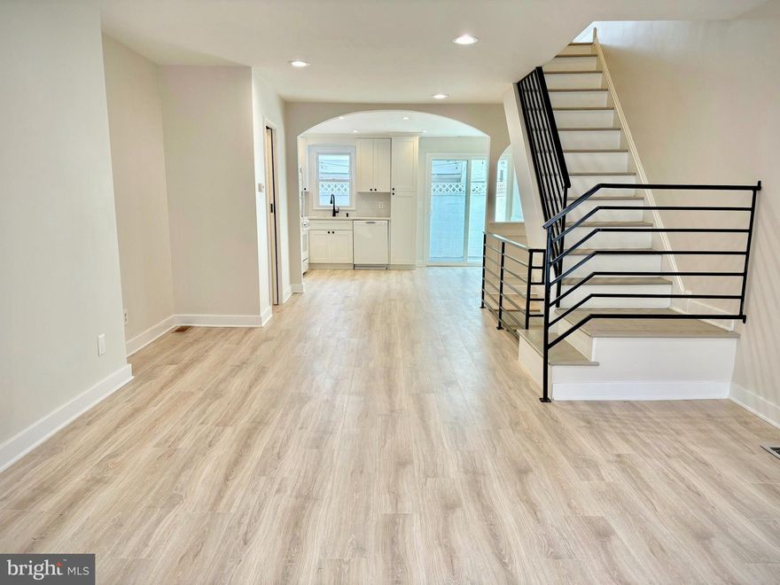 Beautiful, completely renovated 3 bedroom 1.5 bath home for rent! This spacious property boasts brand new modern finishes throughout. The first level features an open concept living/dining room, half bath and an eat-in kitchen with classic white cabinets, quartz countertops, full appliance package including a gas range, and a sliding door that leads to the nice sized backyard patio complete with new wood decking, perfect for dining Al Fresco. Upstairs you'll find 3 good sized bedrooms, all with recessed lights and ceiling fans, 3 closets and a handsome 3 piece tiled bath with skylight. The partially finished basement is great for storage and houses the full size washer/dryer. With central air and heat, this home has it all! Close to the Fresh Grocer Supermarket, Finnegan Recreation Center, Wharton Square Park and easy access to University City, Center City and Highways. Available now! *Sorry, no pets. Appropriate income and credit required*