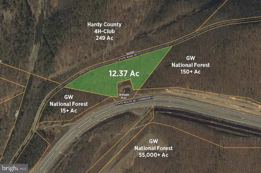 Nestled in the serene Potomac Highlands of West Virginia, this extraordinary 12.37-acre property offers unparalleled privacy and endless possibilities. Surrounded by over 58,000 acres of National Forest, this UNRESTRICTED land guarantees you'll never have neighbors, ensuring absolute tranquility for generations.

Whether you're dreaming of a traditional homestead, an off-grid cabin, or an innovative multi-cabin AirBnB venture, this land is your canvas and it already has an approved perc test for septic. Land clearing and established build sites are already in place. Its prime location, just 0.5 miles from public access to the Cacapon River, invites avid fishermen and nature lovers alike. The property boasts over 1700 ft of road frontage on the well-maintained WV-55, providing easy access while preserving your seclusion. All timber and mineral rights convey.

The land's topography is exceptionally welcoming, with multiple potential building sites that lay nicely, each offering great views of the sky – perfect for Starlink internet or solar power installations. Plus, with electric available, 5G cell coverage and fiber optic internet options, stay connected to the outside world while being comfortably tucked away in nature.

Convenience is key; a circular driveway is already in place, along with internal roads for easy navigation across the property. Consider the potential for a picturesque pond, adding to the charm and value of your private retreat.

Location is everything, and this property doesn't disappoint. Just 5 minutes from Wardensville town center, you have quick access to essential amenities including a volunteer fire department, parks, gas stations, hardware stores, restaurants, and shopping. For those looking to explore, you're only 30 minutes from Lost River State Park, 40 minutes from Winchester, VA, and under 2 hours from Washington, DC, making it an ideal getaway or a convenient commute to Northern VA.

Embrace the opportunity to own a piece of West Virginia's majestic wilderness, where your dream of a peaceful, private mountain mansion, homestead, or cabin becomes a reality. Don't let this gem slip by!