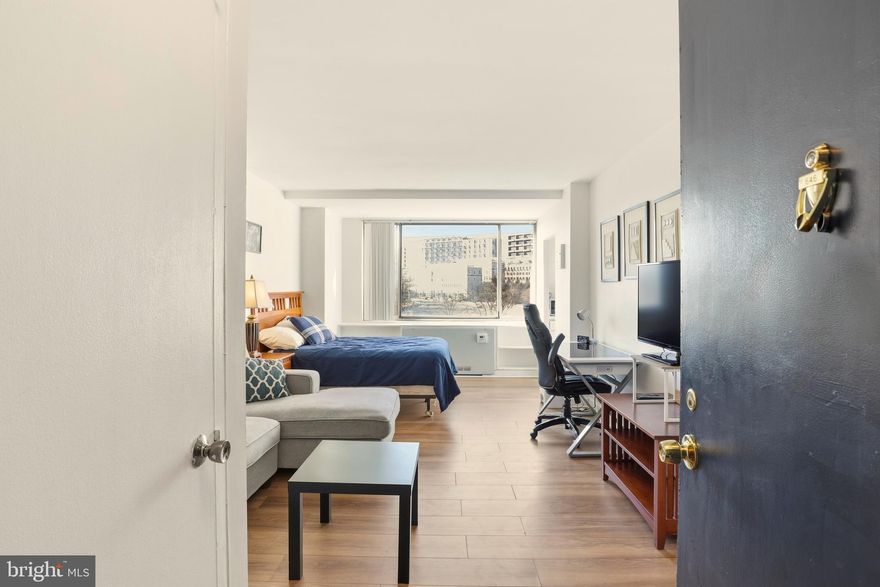 Investor special with skyline exposure in one of Arlington’s most active neighborhoods, a practical option for those seeking an easy and connected, city-living home. This high-rise studio co-op sits on the 6th floor, offering a rare opportunity in a community where a portion of units are largely held by long-term owners and investors.
The unit’s 383 sq ft layout is efficient and intentional, newly renovated featuring light wood style PVC flooring, an alley style kitchenette, full bath, and a large window framing the city view of Arlington. No balcony, no wasted space. Just a simple footprint that performs. 
This unit is currently tenant occupied at $1,500/month with the lease ending in spring, presenting the immediate opportunity to lease at market value closer to $2,200/month. 
Residents enjoy full-service amenities including an outdoor pool, fitness center, mini market with coffee shop, convenience store, hair salon, billiards, and a dedicated recreation area all within the building.