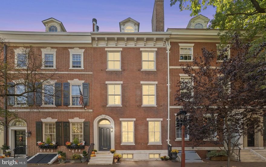 Welcome to 506 Spruce street, owned by the same family since 1983. This Federal period townhome built in the 1790's sits on a 18ft wide & 80ft deep lot; East of Broad street in one of Philadelphia's most coveted neighborhoods, Society Hill. You'll find plenty of room to stretch out in this 5 bedroom + Den, 2.5 bath home with finished lower level that spans over 5 floors. 506 Spruce has had some thoughtful renovations throughout offering historic charm & upgraded amenities, you'll find the best of both worlds in this historic property that is ready for a new owner to add their own personal touch or influence. 
Some upgrades include the following: Plumbing - New Drain lines to street, New storm drain in yard, New dedicated 3/4”supply lines to master bath, 2024 New hot water heater. Electric, new 200amp panel, New romex wiring throughout, Removed majority of all knob and tube wiring, New GFI circuits to bathroom & New Kitchen! Kitchen, Countertops Honed Italian Carrara Marble, Italian Poliform Cabinetry, w custom drawer inserts, all pullouts, integrated Poliform kitchen lighting. Island seating comfortably seating 5 people. Wine fridge, garbage disposal, ultra quiet dishwasher. Built in fridge (water and ice). All New Stainless Steel Bosch Appliances package. New Roof, New solid core 8’ doors with Updated hardware throughout, Recessed lighting added throughout upper floors and lower level, Trex decking w/New powder coated aluminum rail system on roofdeck, New Vlux Skylight, New high efficiency HVAC, Refinished original Bannister, Refinished original floors throughout with exception of 2 rooms that have new engineered flooring, Working fireplaces in bedrooms & attic, Basement has new concrete perimeter, Motion sensor exterior rear lights in Patio / Garden with bricked Pavers and roof deck, Domed original Brick Wine Cellar, Not a wine drinker? Convert it to a Sauna! 

You'll find the Primary Suite on 2nd floor vs the 3rd or 4th like some new construction homes, 
Fully upgraded along with space for 2nd Floor Laundry in the dressing room accompanied by great Natural light & plenty of storage. A Full Carrara Marble bath, floors and walls. German made & Assembled valves & faucets, solid brass construction. German made Schluter shower & drain system, Freestanding tub that is a more than generous size, along with Oversized 2 person shower, ceiling rain head w/ ultra quiet exhaust. Aim-able high hat lighting. Double sinks with vanity & Separate toilet room w/space saving Pocket doors! 

Convenience, leave your car at home or in a parking lot. 1 year prepaid parking offered at Hop House or Independence place ( with acceptable offer ) which are a few doors down from 506 Spruce, Not to mention Walking Distance to Headhouse Square & Farmers Market, Local attractions, terrific restaurants, Historic sites like the Liberty Bell & watch Philadelphia's value rise as we build our waterfront on the East. The Delaware  I-95 "CAP Green Space" that will finally bridge an easy walker friendly distance to the water! The new park will be an 11.5-acre civic space spanning I-95 over Columbus Boulevard between Chestnut and Walnut streets, extending from Front St to the Delaware River. It will include gardens, play areas, flexible open space, and a mass-timber pavilion. This and more all just minutes from 506 Spruce. Home sweet home, Welcome to the New Philadelphia!
