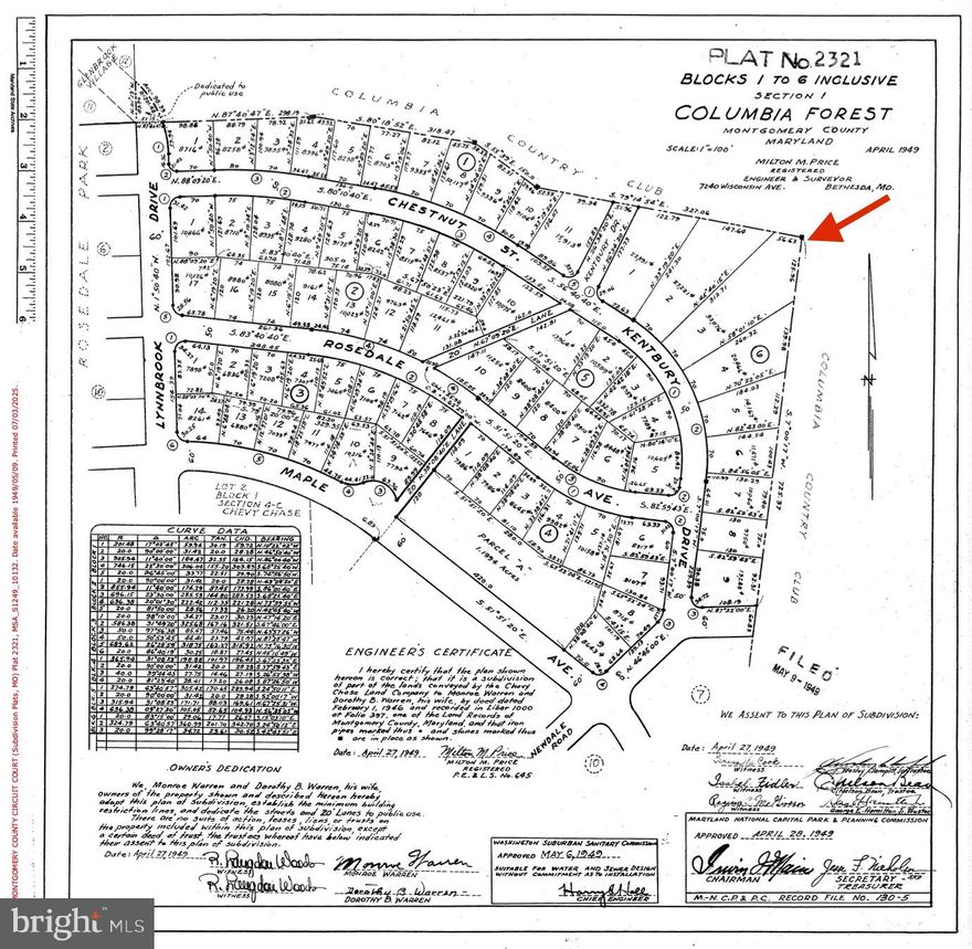 Prime opportunity to build a custom home on a .74 acre (32,076 sf) in Columbia Forest.  This lot backs to Columbia Country Club and the Georgetown Branch Trail.  Less than 1 mile to NIH, Red line Metro,   It's the largest lot within a 1 mile radius.