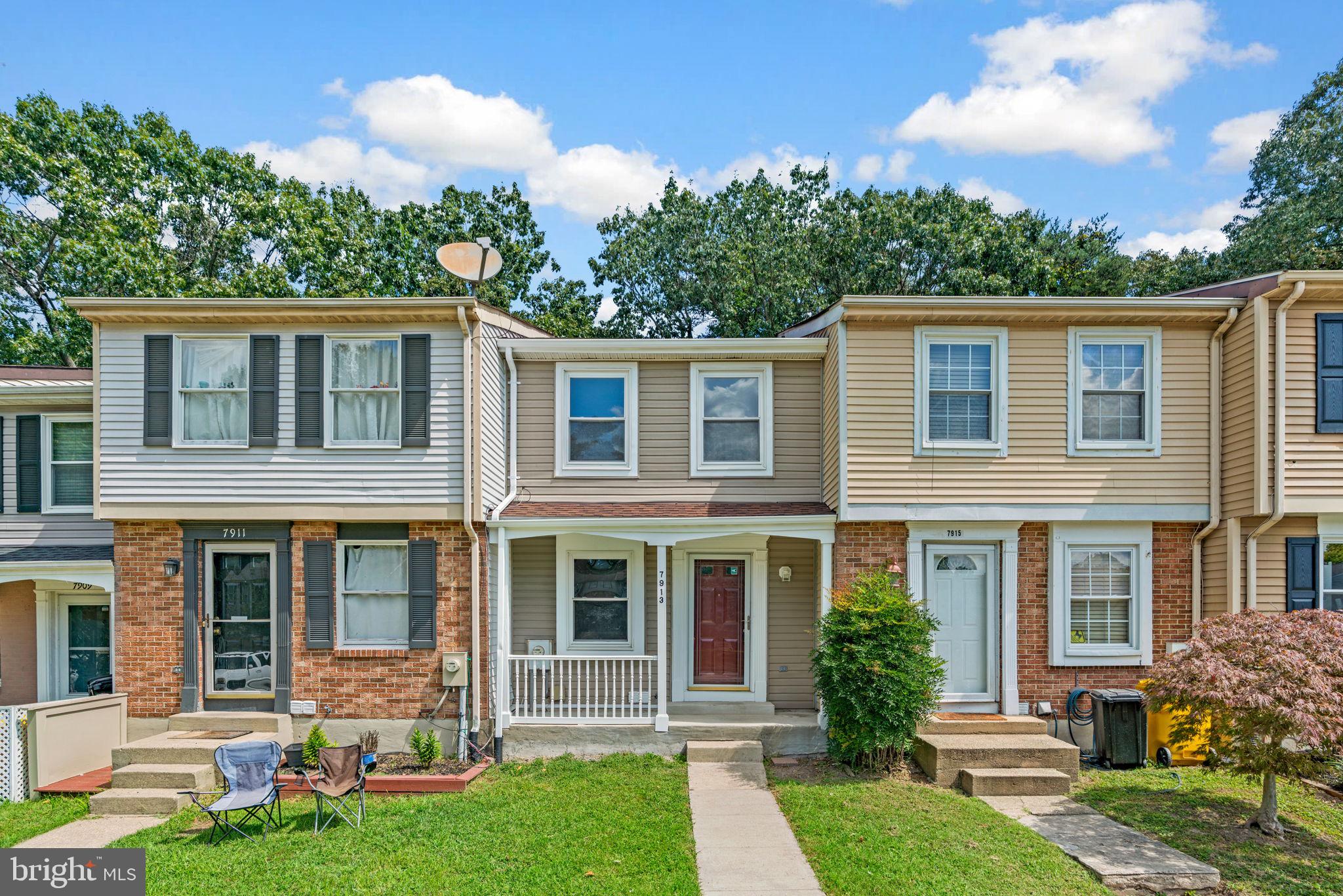 Move-in ready home in the popular Chesterfield Community. This homes exterior includes a beautiful front porch large enough to sit and relax on, a large deck on rear of home with captivating woods view, New Roof (2024) on home and shed with transferable warranty, new exterior light fixtures, and a wood patio under the deck. Well maintained HVAC is only 3-4 years old. Homes Interior features new stainless steel kitchen refrigerator and dish washer, with freshly painted kitchen cabinets. Main level includes hardwood floors and a sliding door walkout to large deck. Upstairs features two good size bedrooms with full bathroom and jack and jill doors in hallway and master bedroom. Master bedroom also features a built in vanity desk. New LVP flooring in kitchen and walkout basement. Basement also has recently updated half bathroom. Townhome includes two reserved parking spots, as well as plenty of guest parking. Neighborhood amenities include playground, tennis courts, community pool and walking trails.