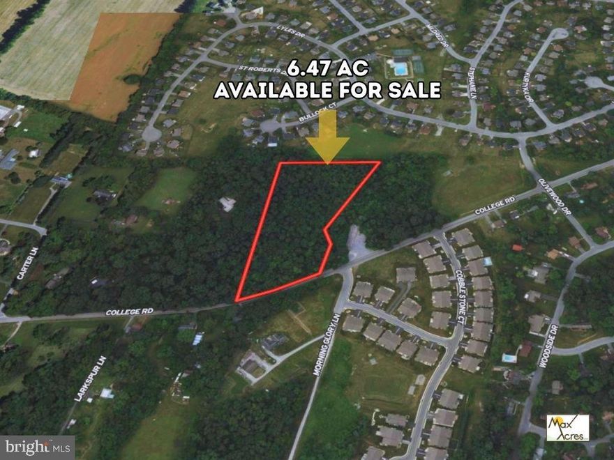 This 6.47-acre parcel is located within the City of Hagerstown and is zoned Residential Transition (RT), offering a range of potential residential uses subject to applicable approvals. The property is situated along College Road with paved asphalt frontage and features generally level topography with an approximate 2% slope.The parcel is outside designated flood zones and wetlands per available mapping, which may reduce development constraints. No homeowners association is present. Zoning may allow for single-family, modular, site-built homes, and barndominiums, subject to verification with the City of Hagerstown Planning and Zoning Department.RT zoning may support subdivision or multi-lot residential development, pending city review and approvals. Buyers are encouraged to conduct independent due diligence regarding permitted uses, density, and development requirements.The property is located near downtown Hagerstown with access to shopping, dining, healthcare, and services. Major transportation routes including I-70 and I-81 provide regional connectivity.Utilities: Electric is available at the street. A well and septic system will be required; buyers should confirm suitability through appropriate testing and permitting.