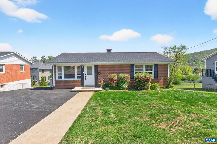 This fully renovated brick ranch offers over 1,800 square feet of solid construction and partial mountain views. The main level features a bright living room and an updated eat-in kitchen with new appliances and cabinets, leading out to a spacious back deck. The finished walk-out basement, with a second fully renovated kitchen provides excellent flexibility for a high-yield rental or multi-generational living.  Two additional bedrooms (one without window) downstairs. Outside, the large backyard includes a sturdy wood deck, large stick built shed and convenient side-by-side parking for two vehicles. Perfectly situated near downtown Charlottesville, UVA, and I-64, this well-maintained home combines move-in-ready comfort with a practical layout in a prime location. New Roof, new H20 heater, new HVAC.,Formica Counter,Granite Counter,Painted Cabinets,White Cabinets,Wood Cabinets